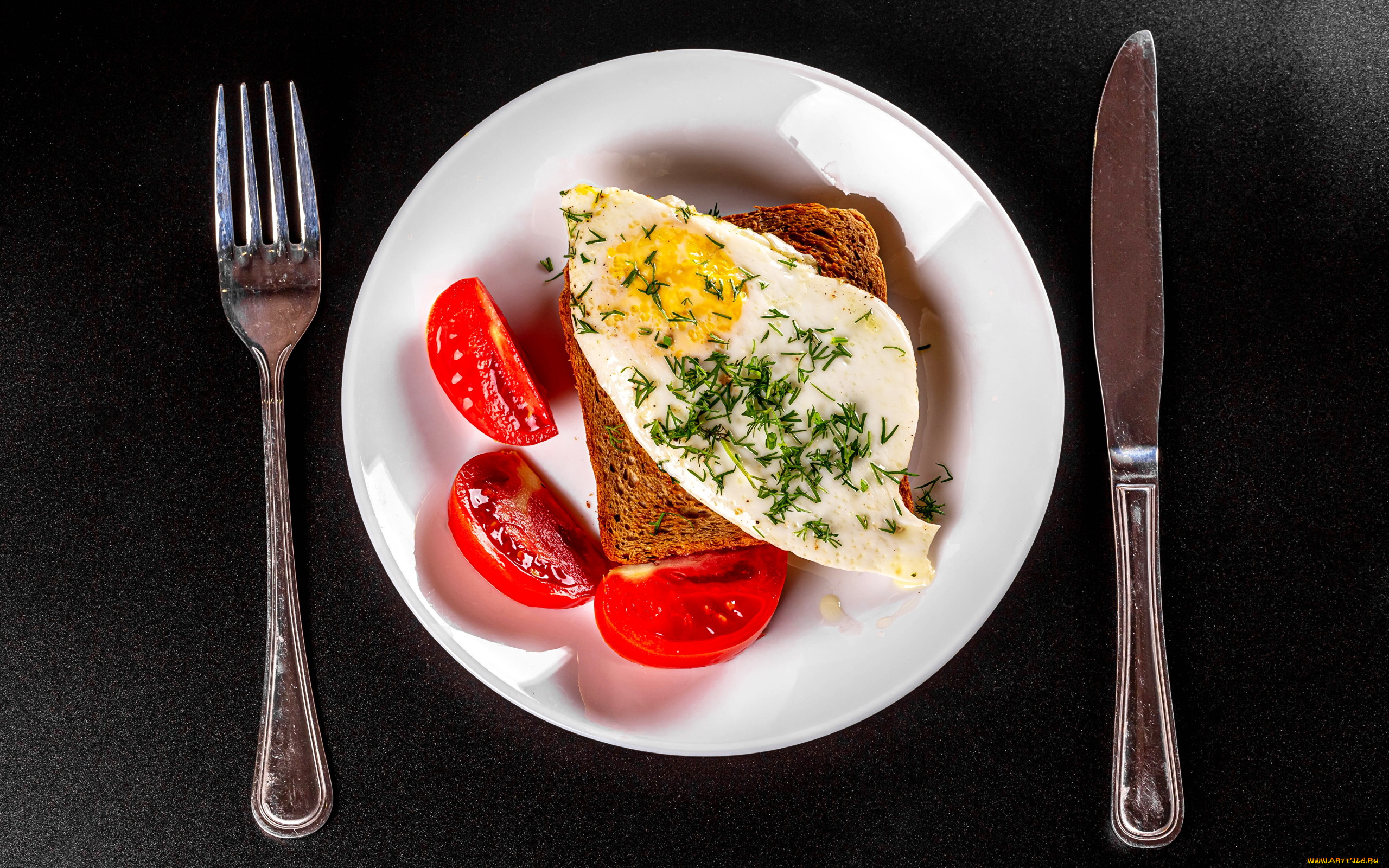 еда, яичные, блюда, тост, глазунья, помидоры