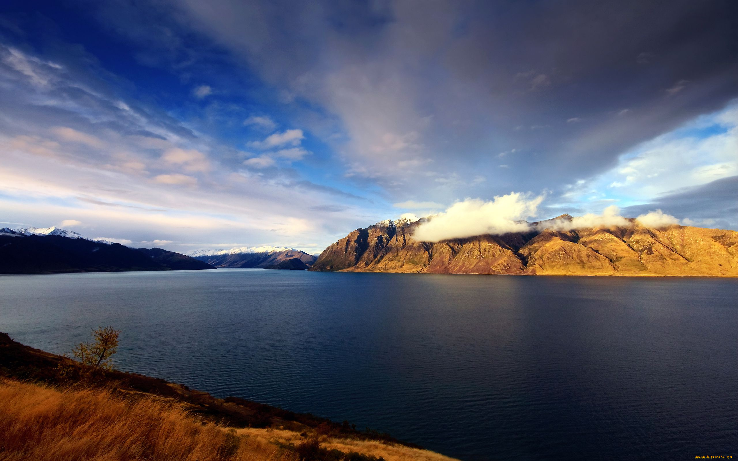 lake, hawea, new, zealand, природа, реки, озера