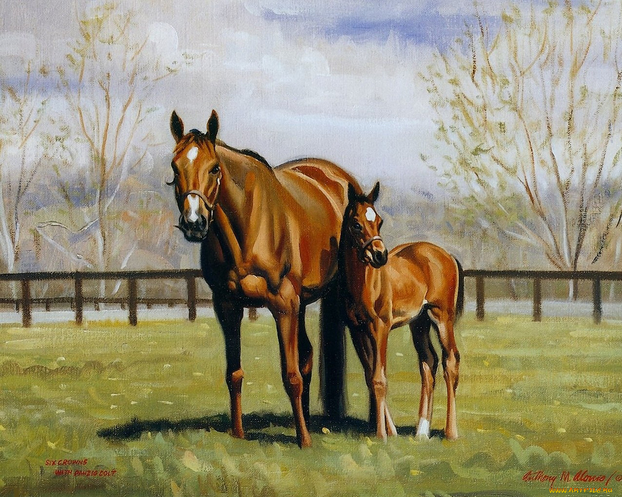 рисованные, животные, лошади