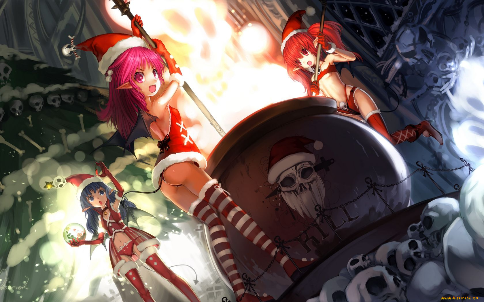 аниме, merry, chrismas, winter