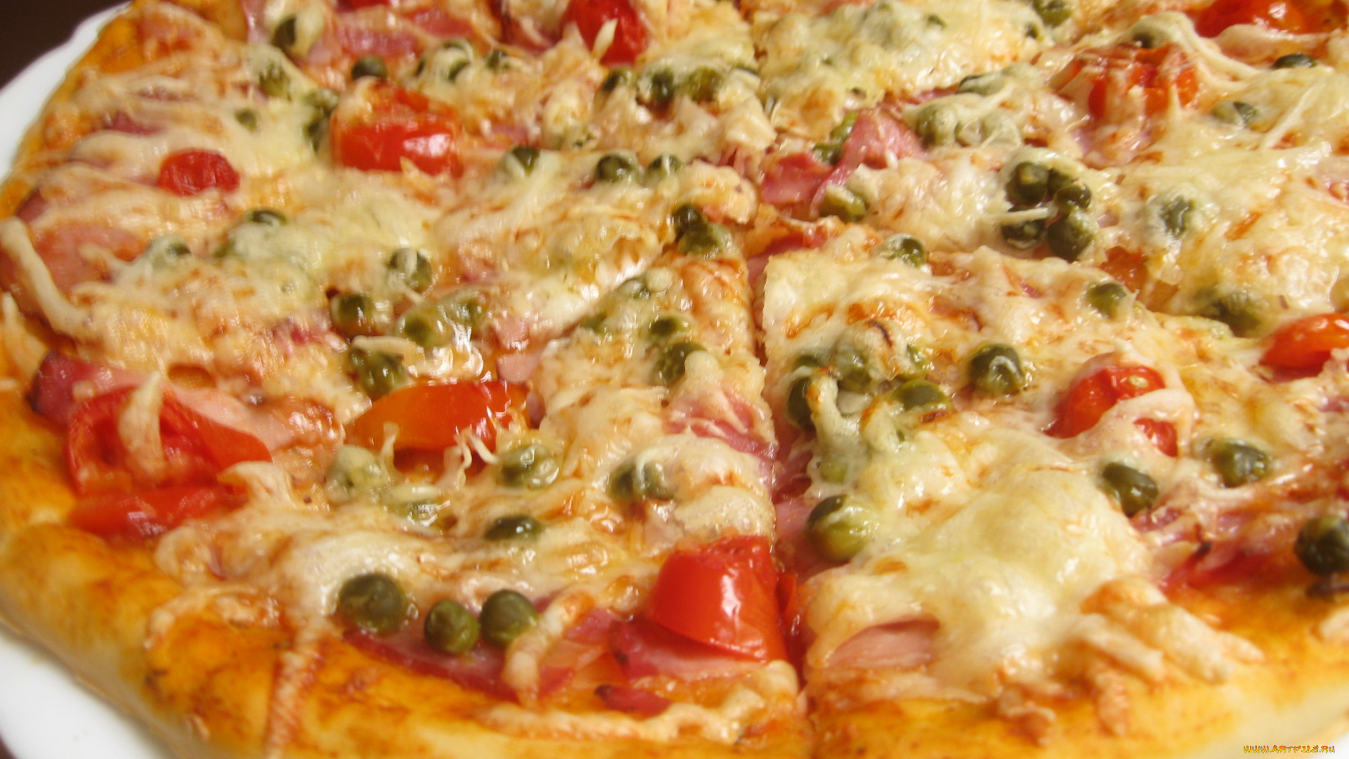 автор, varvarra, еда, пицца, колбаса, помидоры, сыр, каперсы