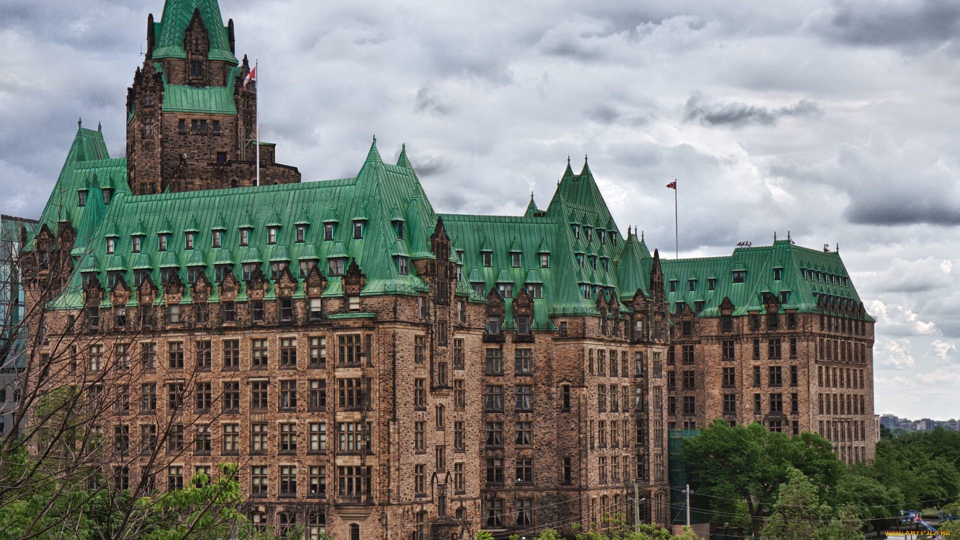 города, оттава, канада, здание, парламент