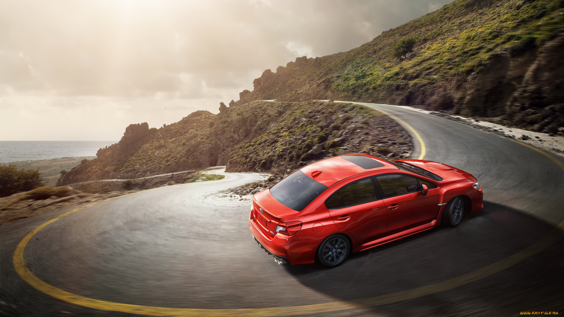 2014, subaru, wrx, автомобили, subaru, горы, дорга, красный