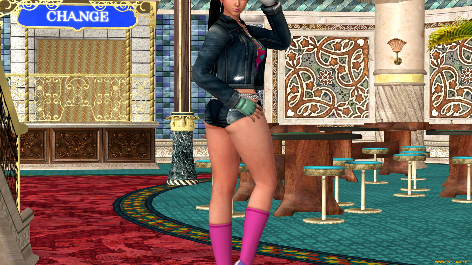 3д, графика, anime, , аниме, девушка, жест, взгляд