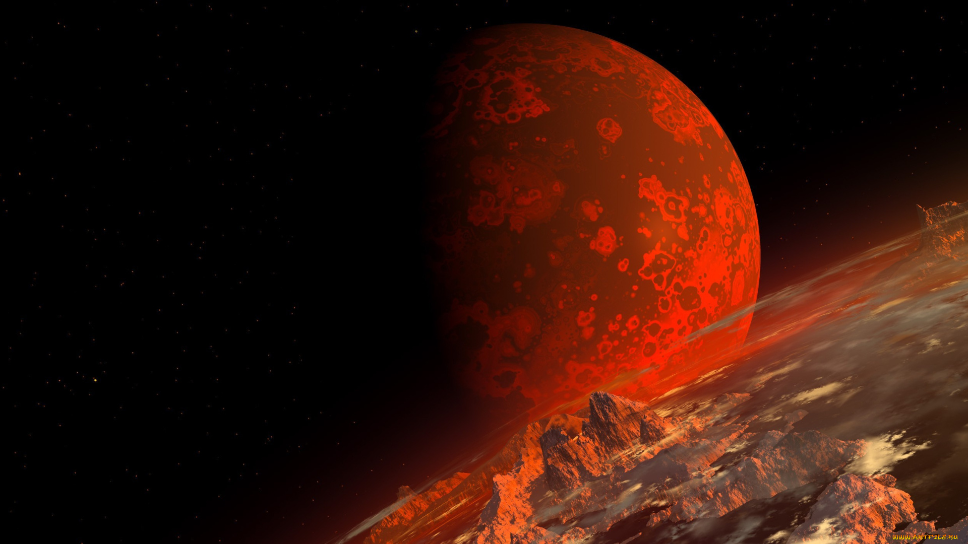 3д, графика, atmosphere, , mood, , атмосфера, настроения, планета, красная, арт, горы, облака