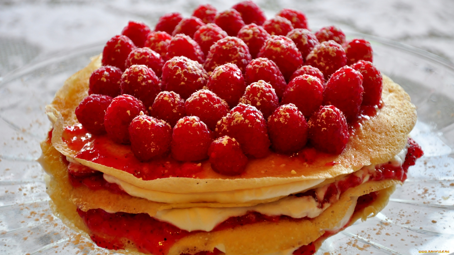 еда, блины, , оладьи, блинный, торт, малина, ягоды