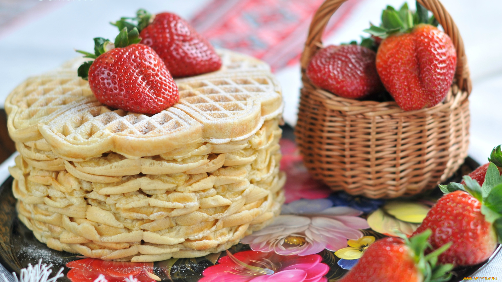 еда, блины, , оладьи, клубника, блины-вафли