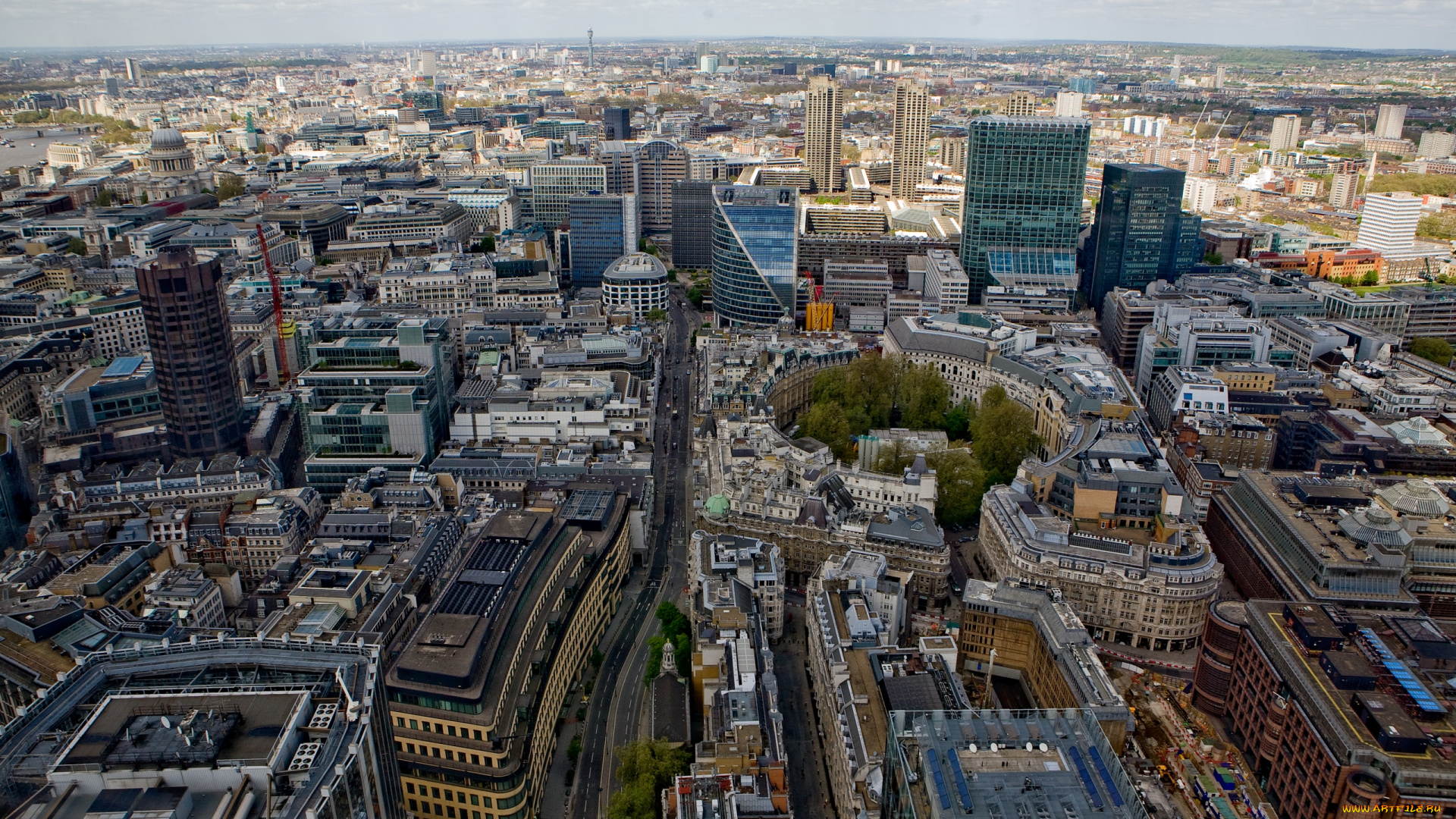 города, лондон, , великобритания, панорама, вид, сверху