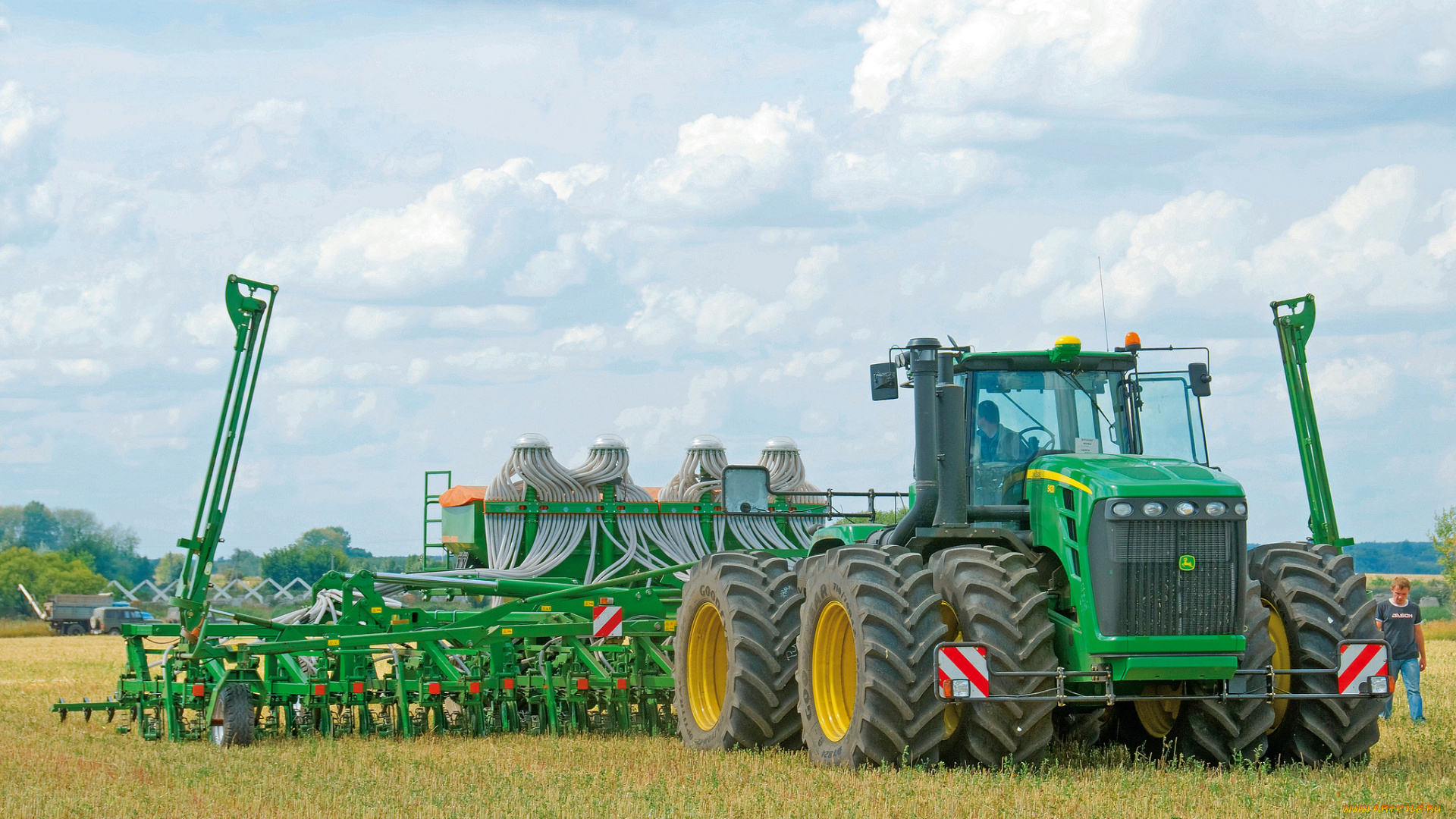 john, deere, 9430, техника, тракторы, вспаска, колесный, трактор, поле