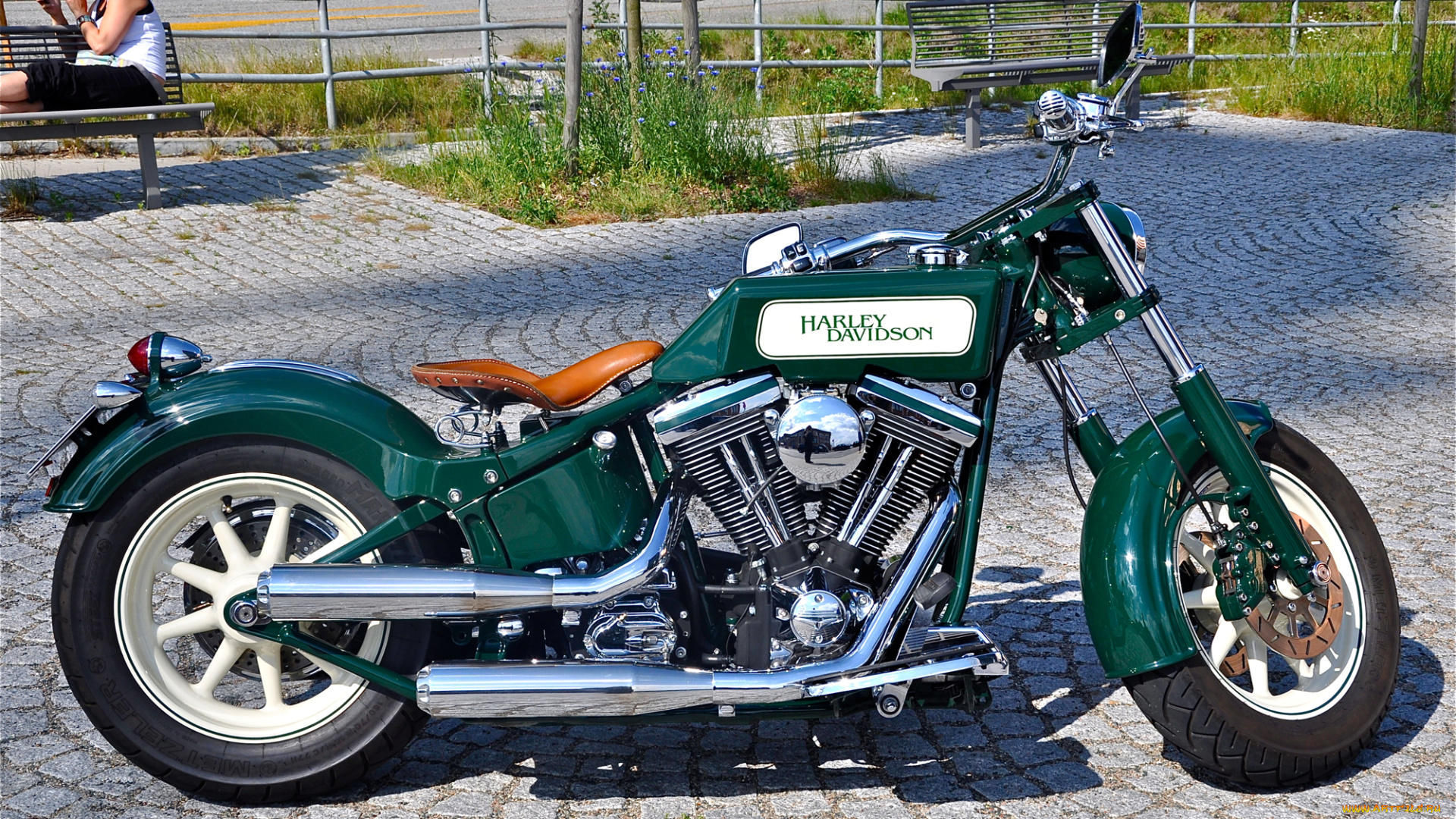 мотоциклы, harley-davidson, байк, зеленый