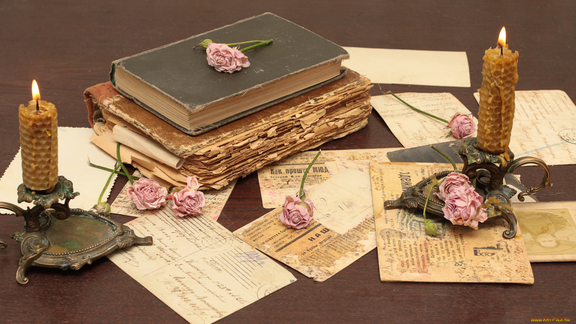 разное, ретро, , винтаж, книги, цветы, свечи, старые, розы, винтаж