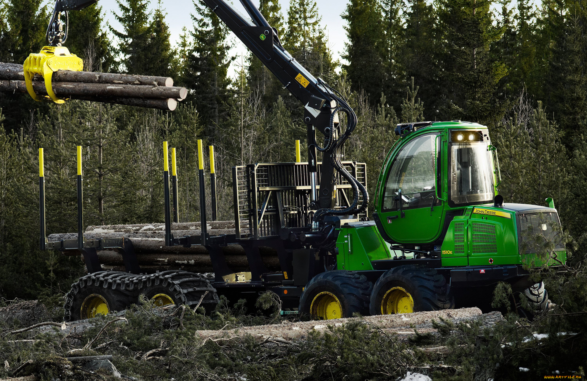 john, deere, 1510e, forwarder, техника, тракторы, лесозаготовка, колесно-гусеничный, трактор