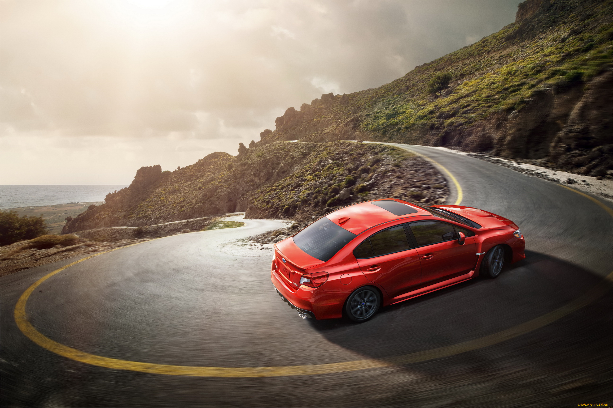 2014, subaru, wrx, автомобили, subaru, горы, дорга, красный