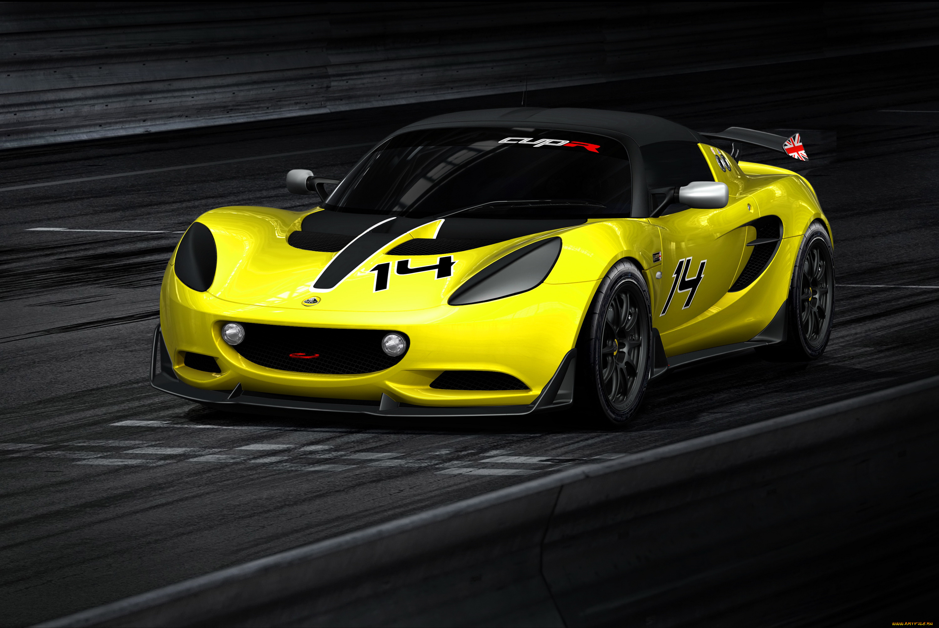 2014, lotus, elise, s, cup, r, автомобили, 3д, elise, lotus, тюнинг, желтый