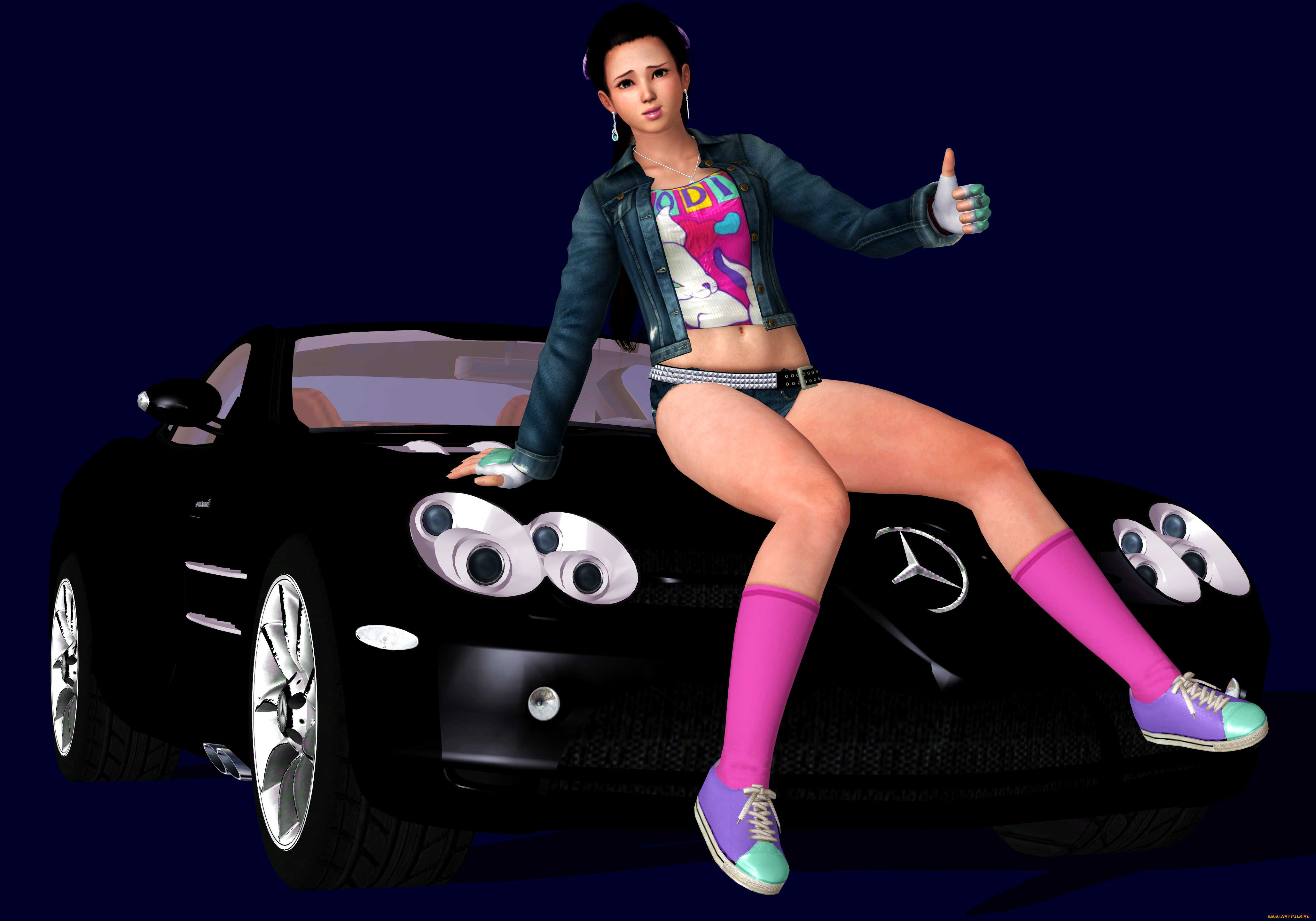 3д, графика, people, , люди, азиатка, автомобиль, девушка