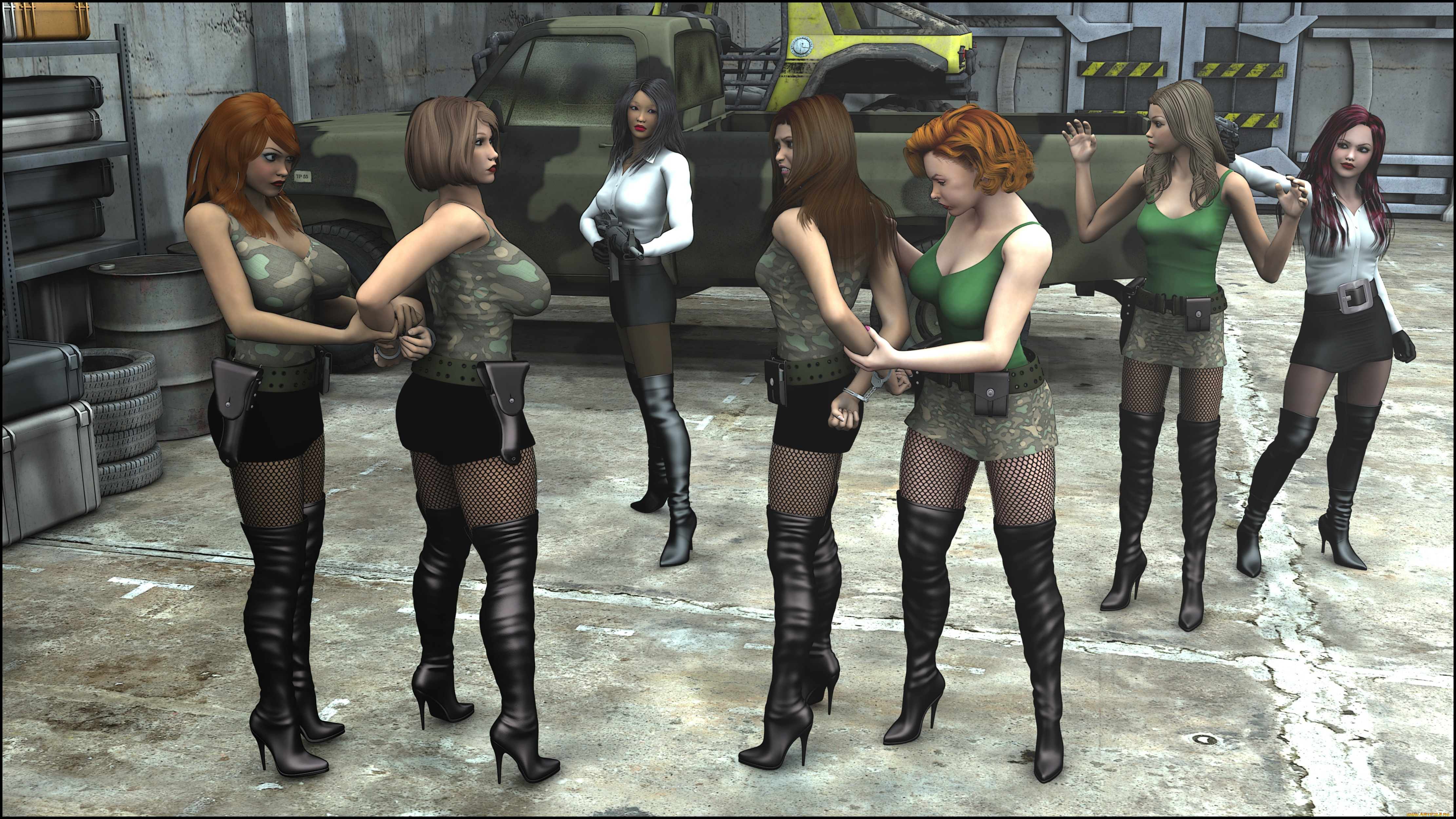 3д, графика, fantasy, , фантазия, девушки, оружие