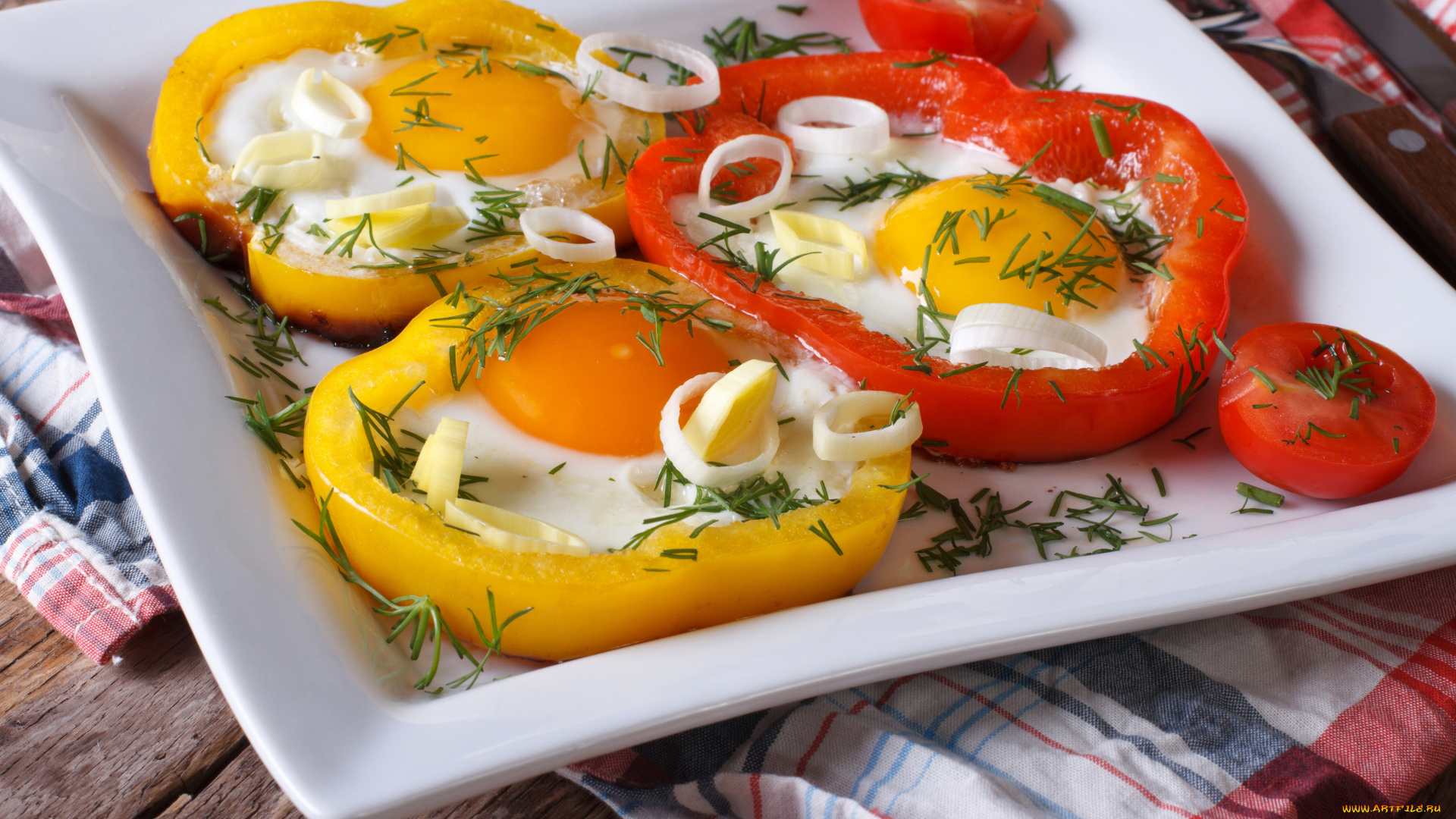 еда, Яичные, блюда, перец, помидоры, яичница, лук, томаты