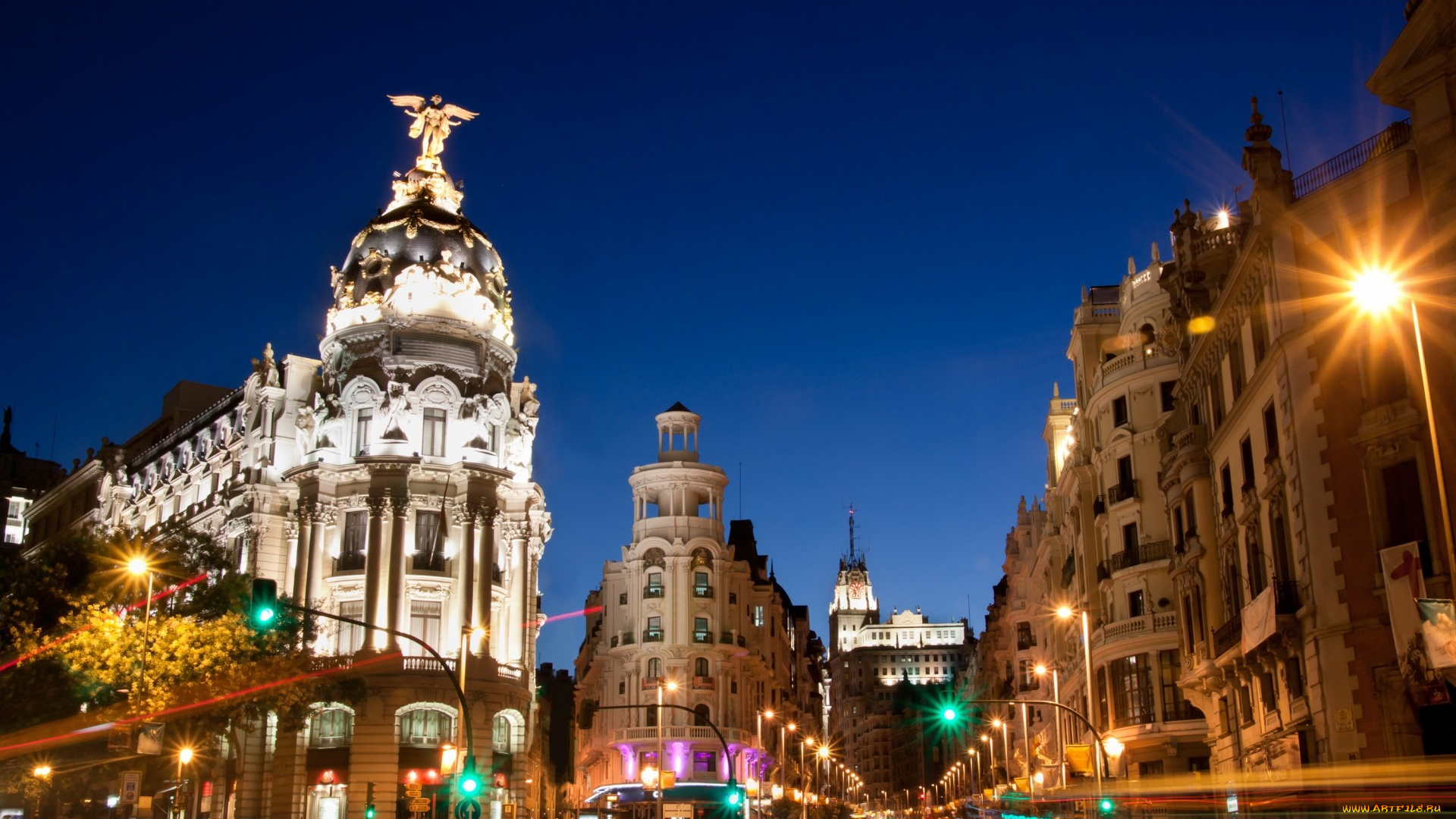 города, мадрид, , испания, вечерний