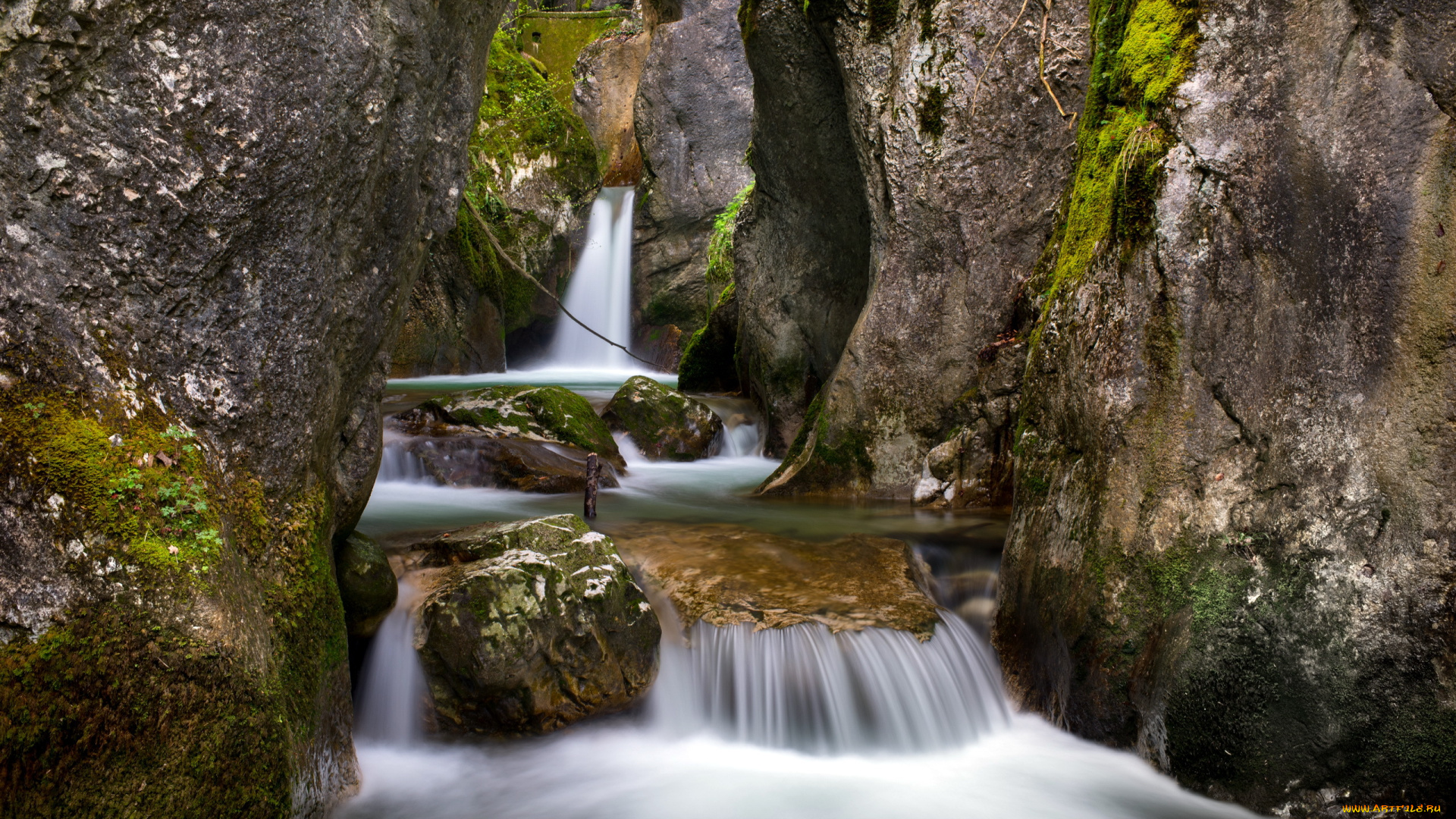 природа, водопады, скалы, горы, река