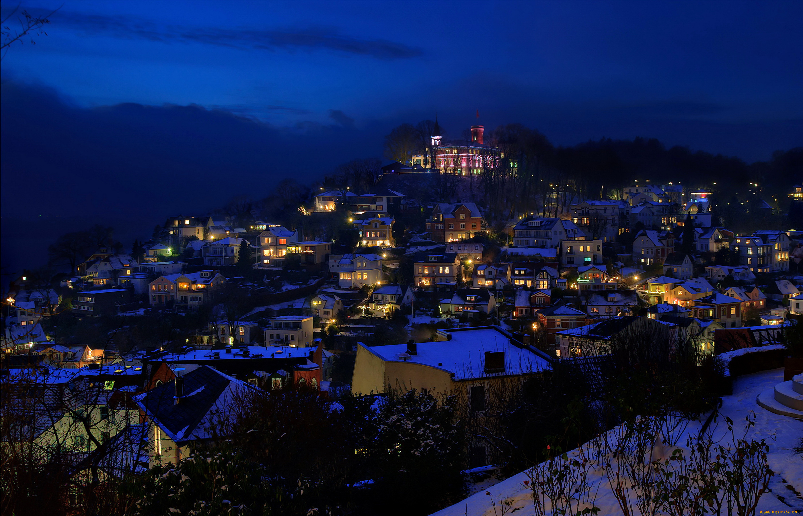 гамбург, германия, города, гамбург, , германия, гамбург, ночь, дома, панорама, огни