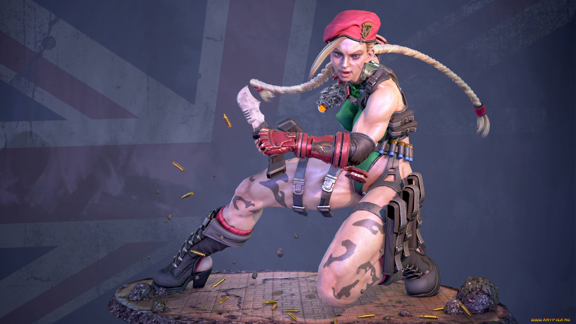 3д, графика, амазонки, , amazon, нож, униформа, взгляд, фон, девушка