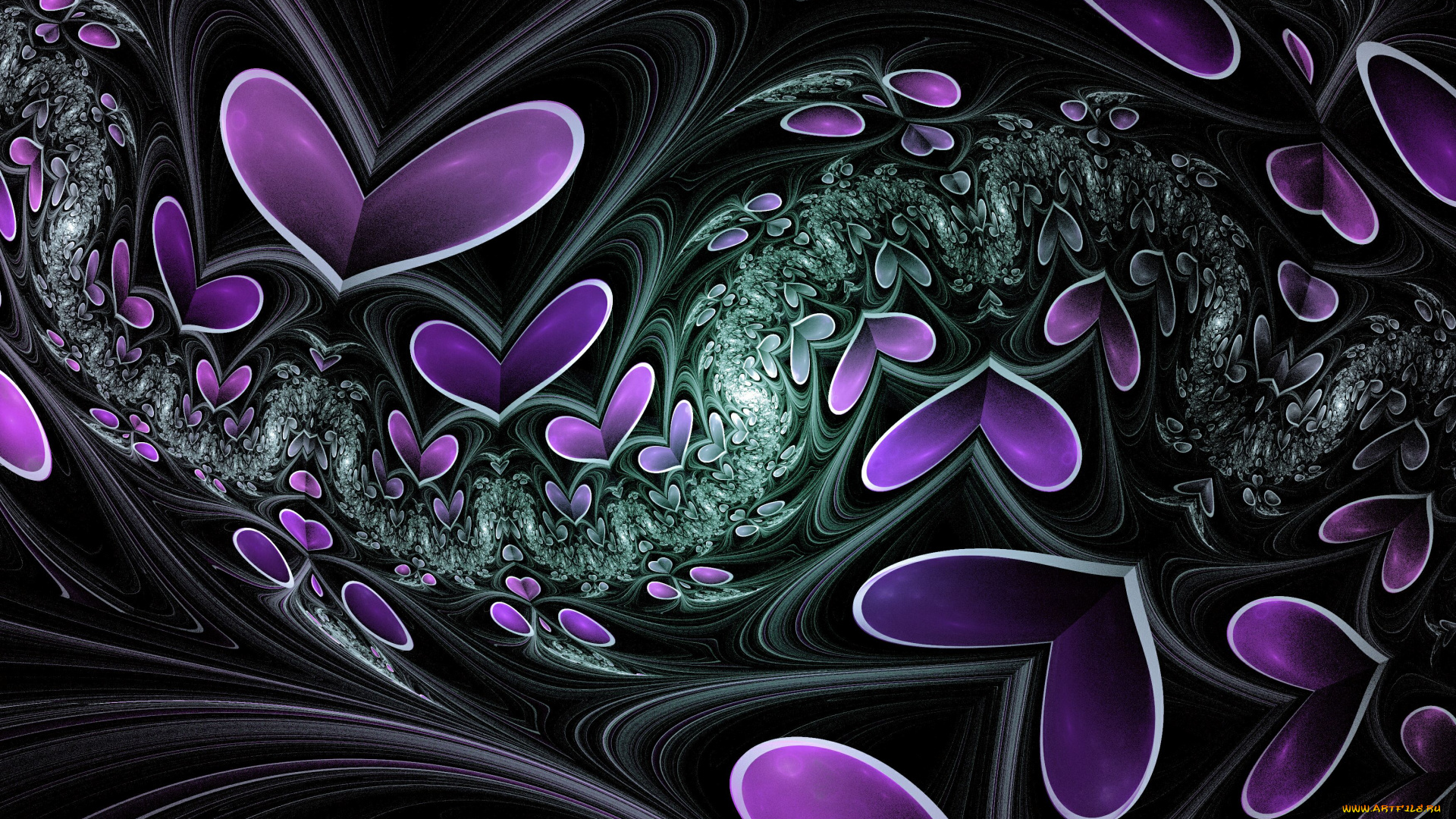 3д, графика, фракталы, , fractal, зима, снег, парк, скамья