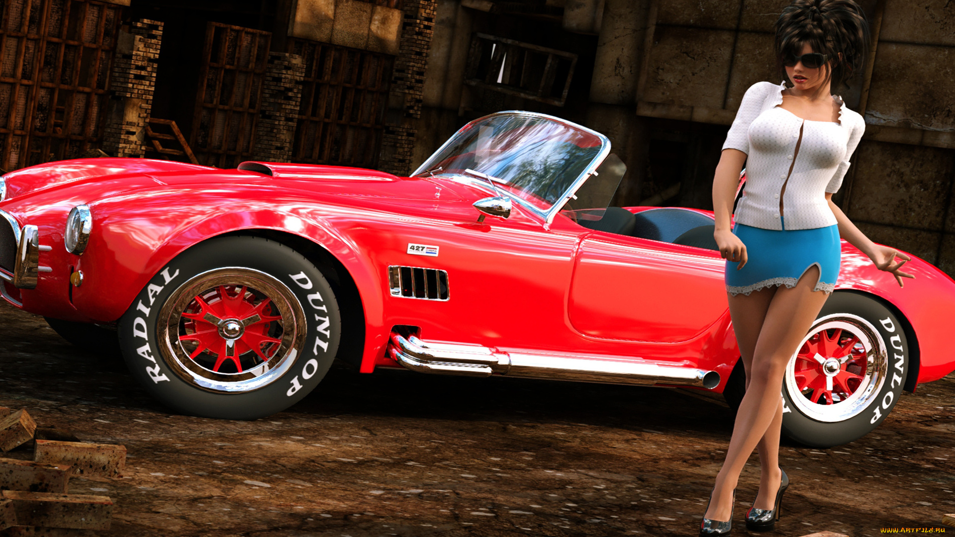 3д, графика, люди-авто, мото, , people-, car, , , moto, фон, взгляд, девушка