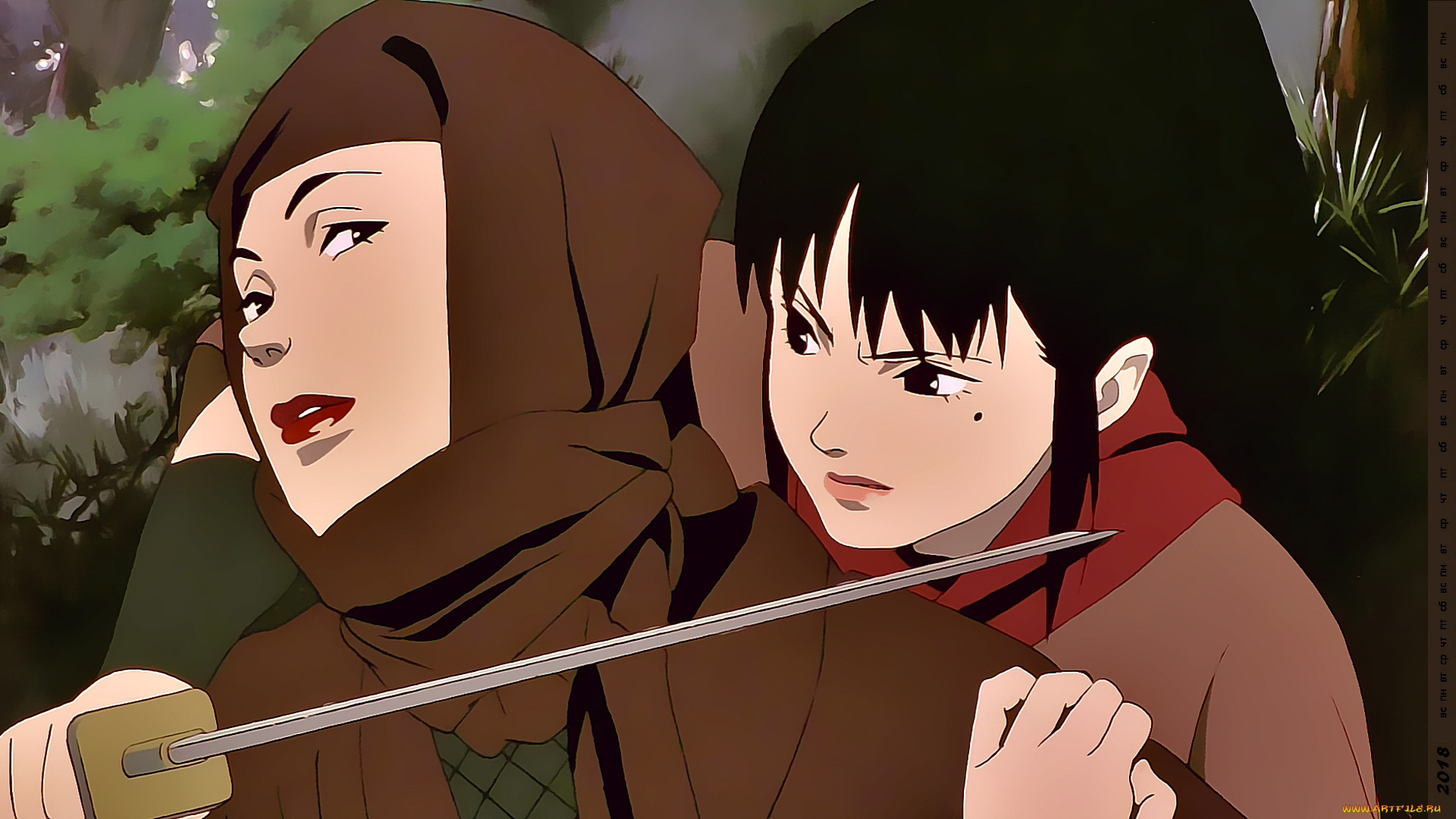 календари, аниме, девушка, женщина, оружие