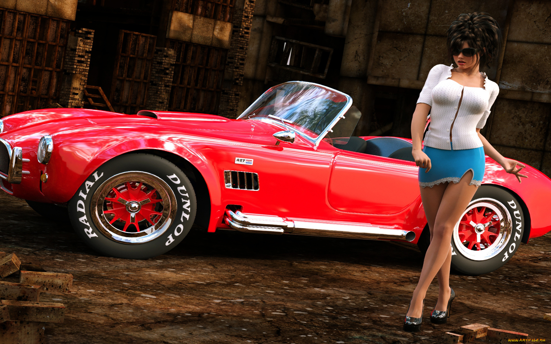 3д, графика, люди-авто, мото, , people-, car, , , moto, фон, взгляд, девушка