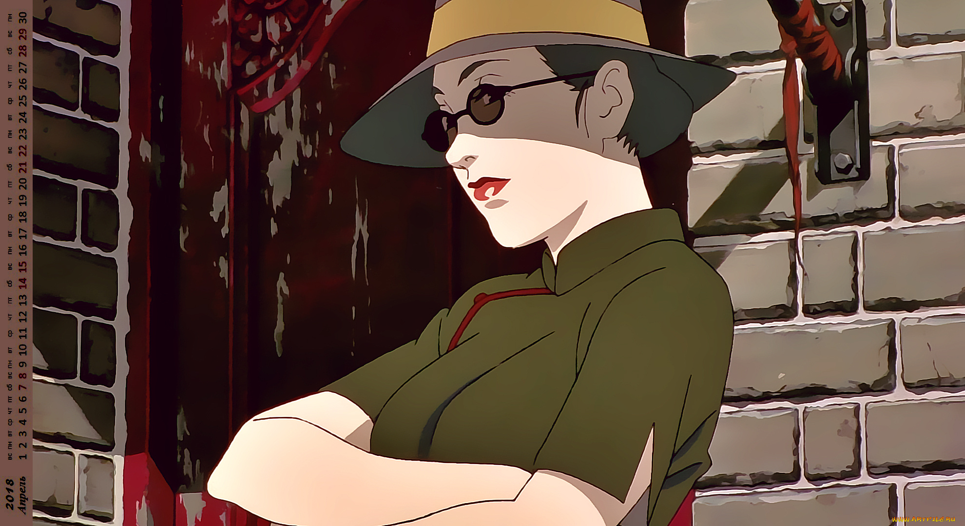 календари, аниме, женщина, взгляд, очки, лицо