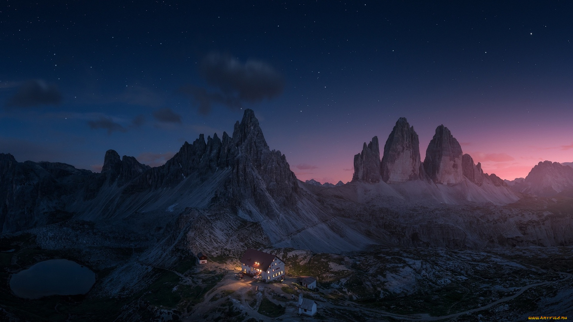 города, -, пейзажи, снег, горы, огни, дома, дороги, озеро