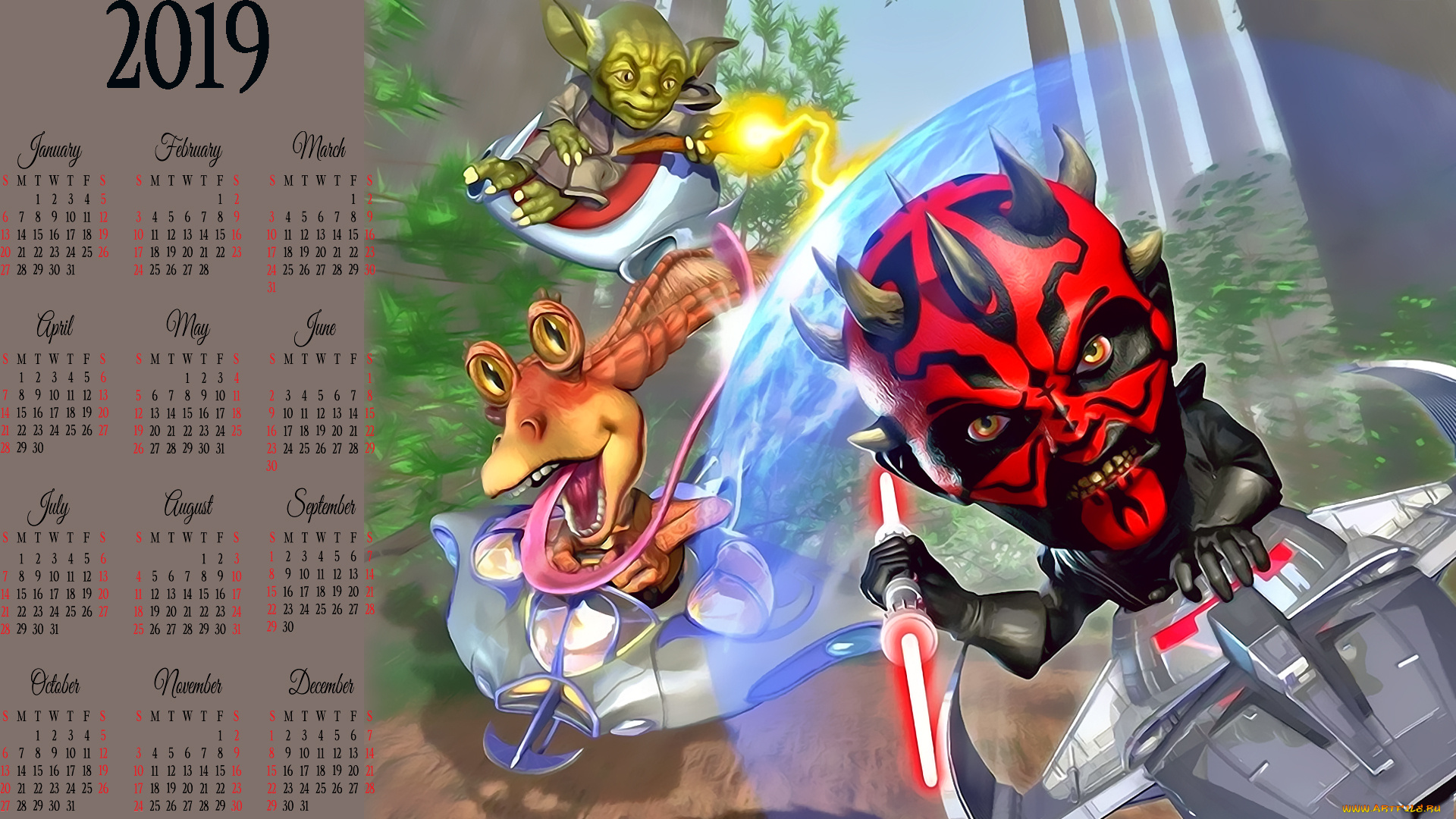 календари, фэнтези, звездолет, существо