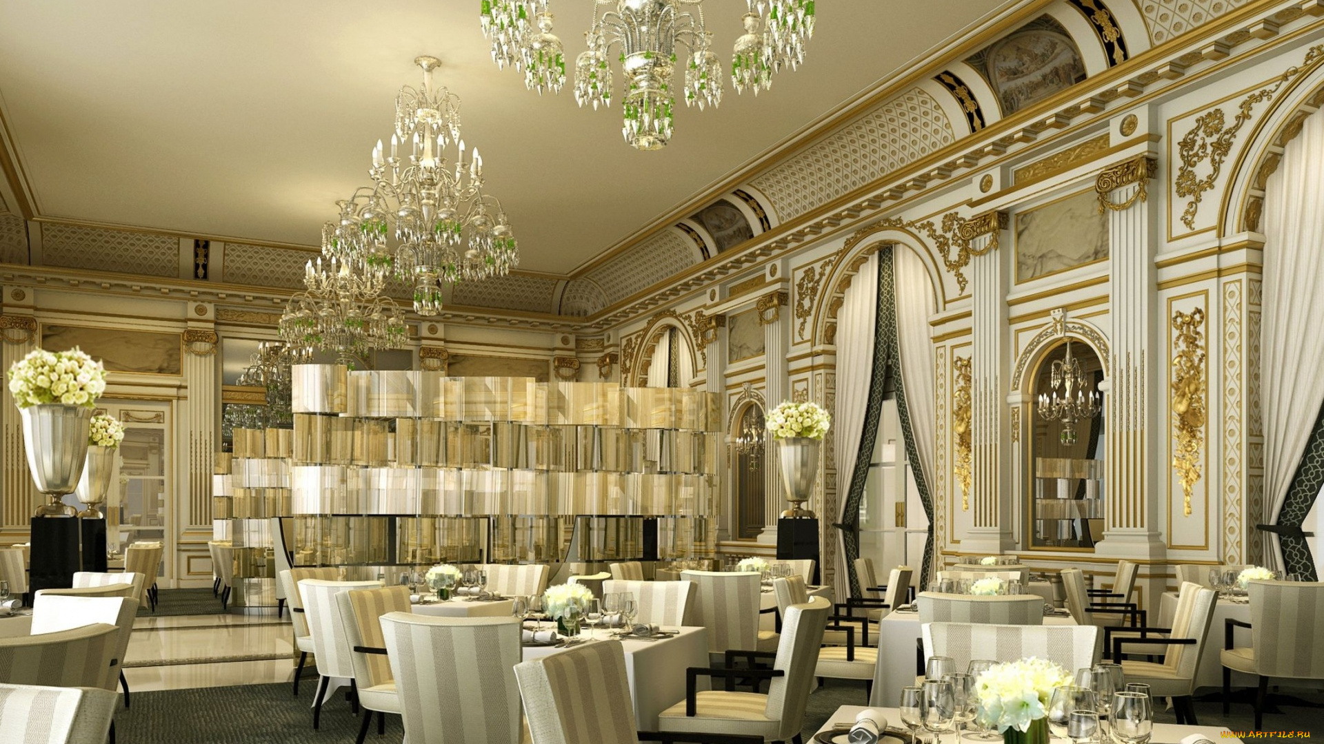 интерьер, кафе, , рестораны, , отели, люстры, ресторан, букеты, сервировка