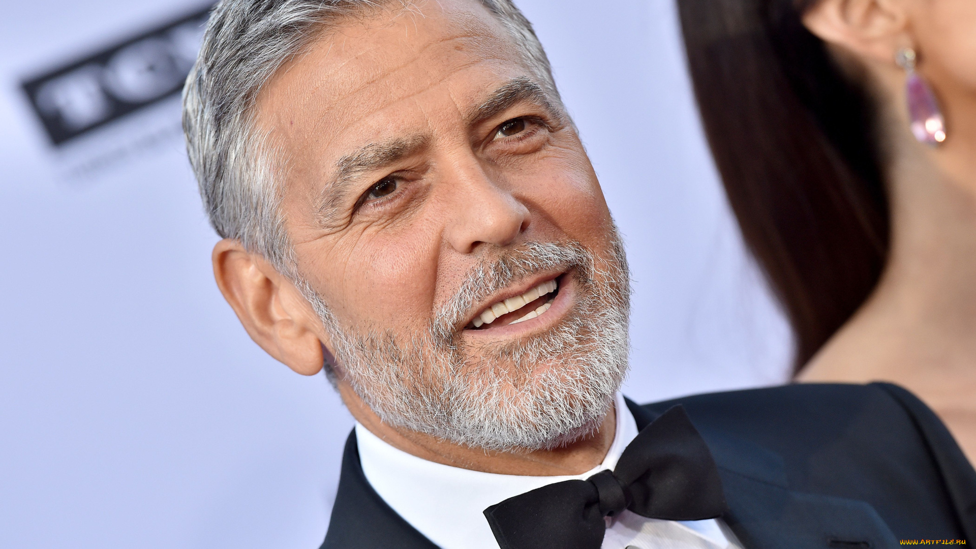 мужчины, george, clooney, актер, борода, костюм, бабочка, лицо