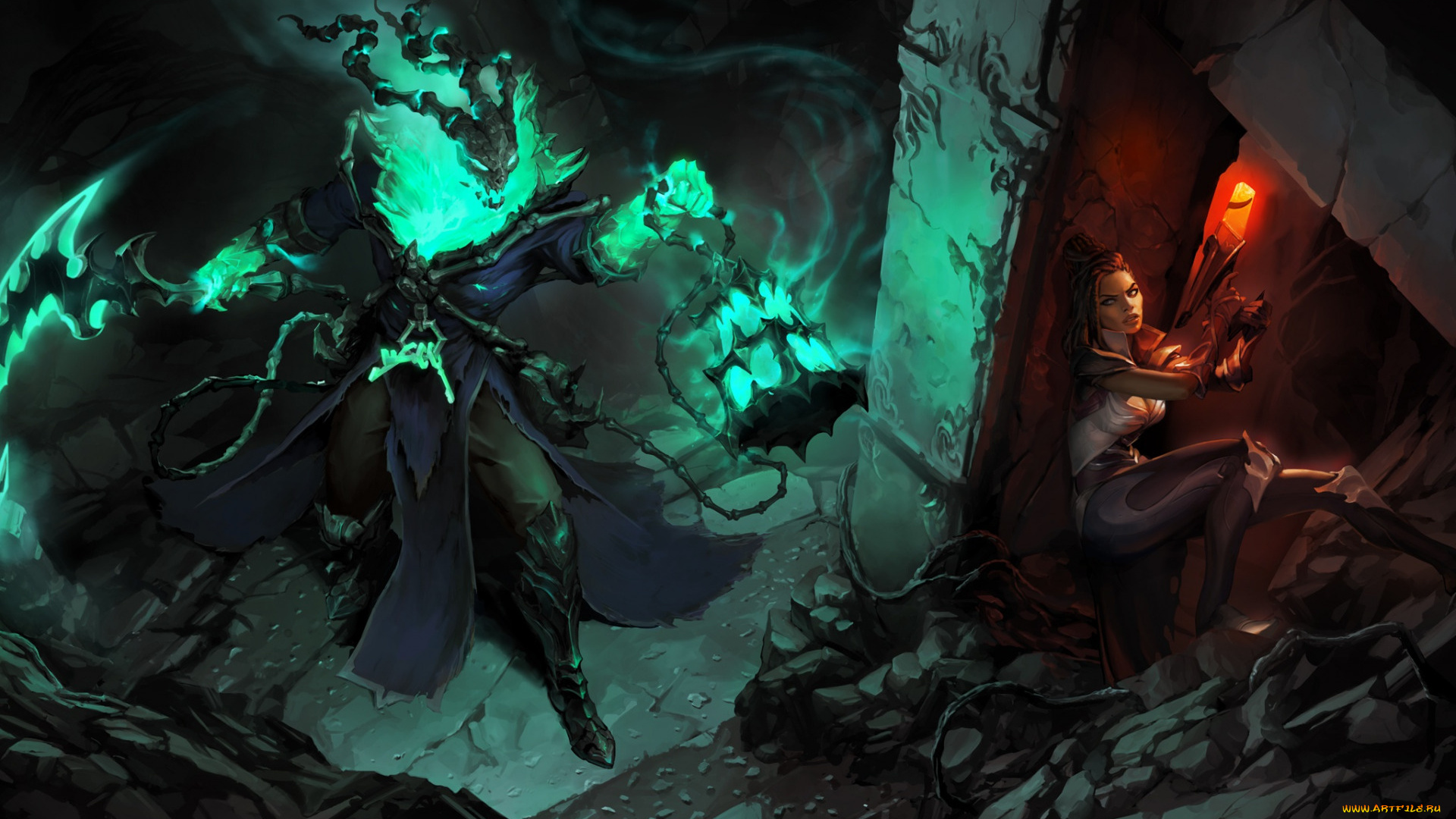 видео, игры, league, of, legends, , legends, of, runeterra, девушка, демон, фонарь, thresh