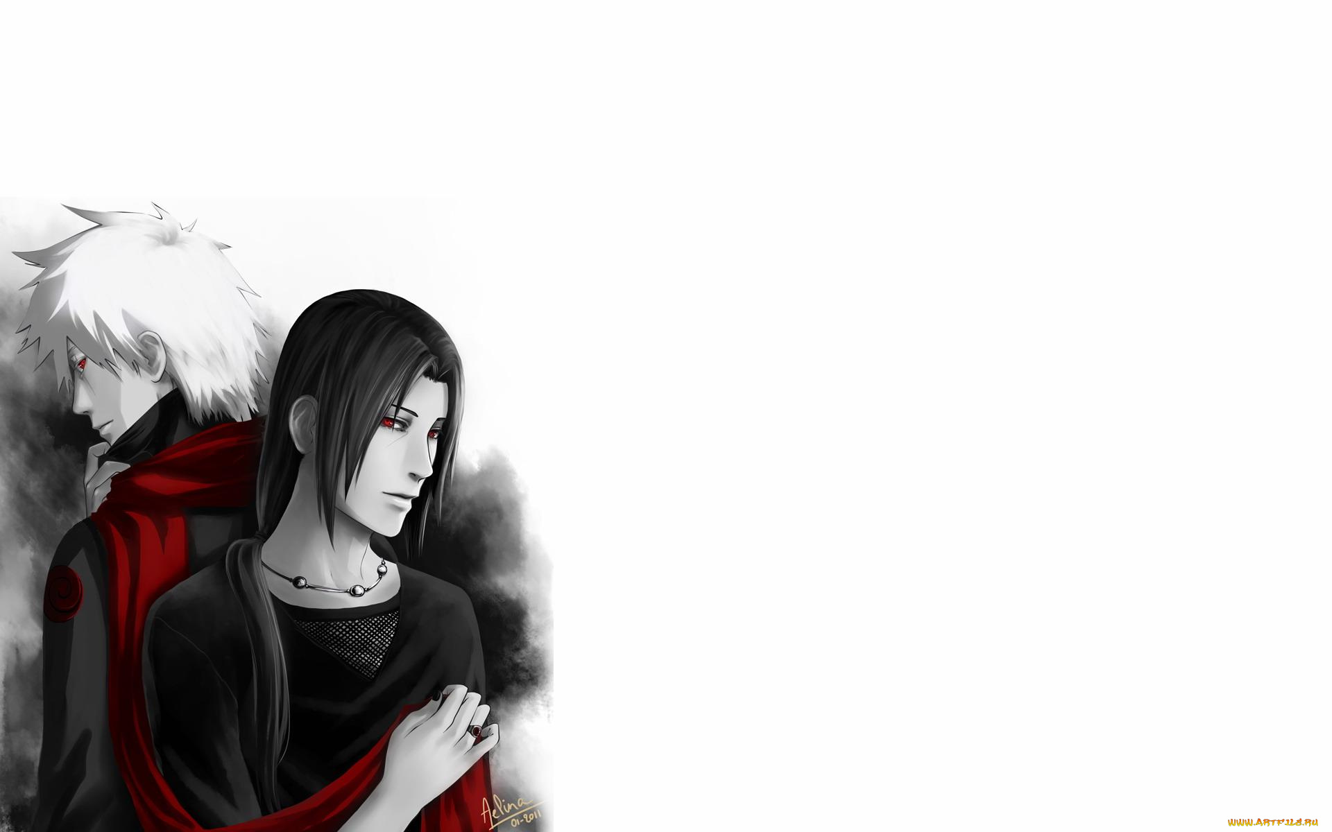 аниме, naruto, какаши, учиха, итачи, шарф