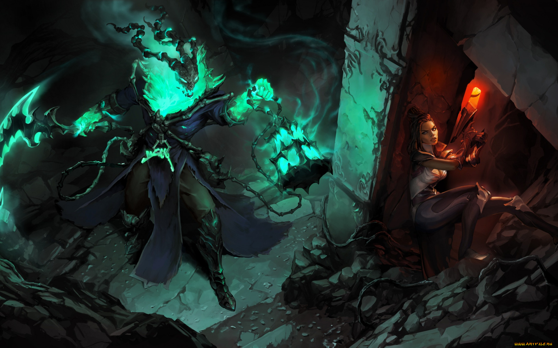 видео, игры, league, of, legends, , legends, of, runeterra, девушка, демон, фонарь, thresh