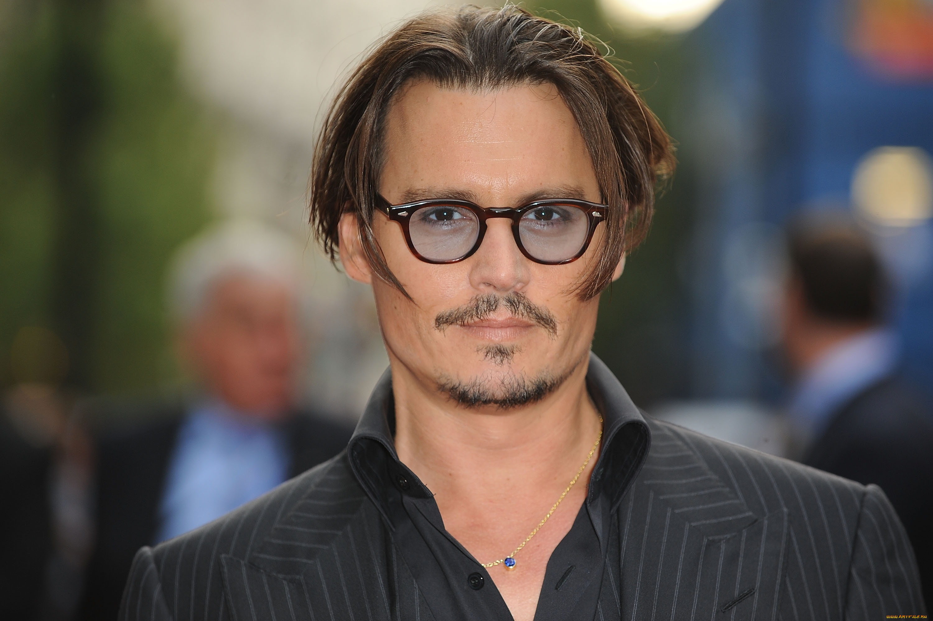 мужчины, johnny, depp, актер, лицо, очки, пиджак