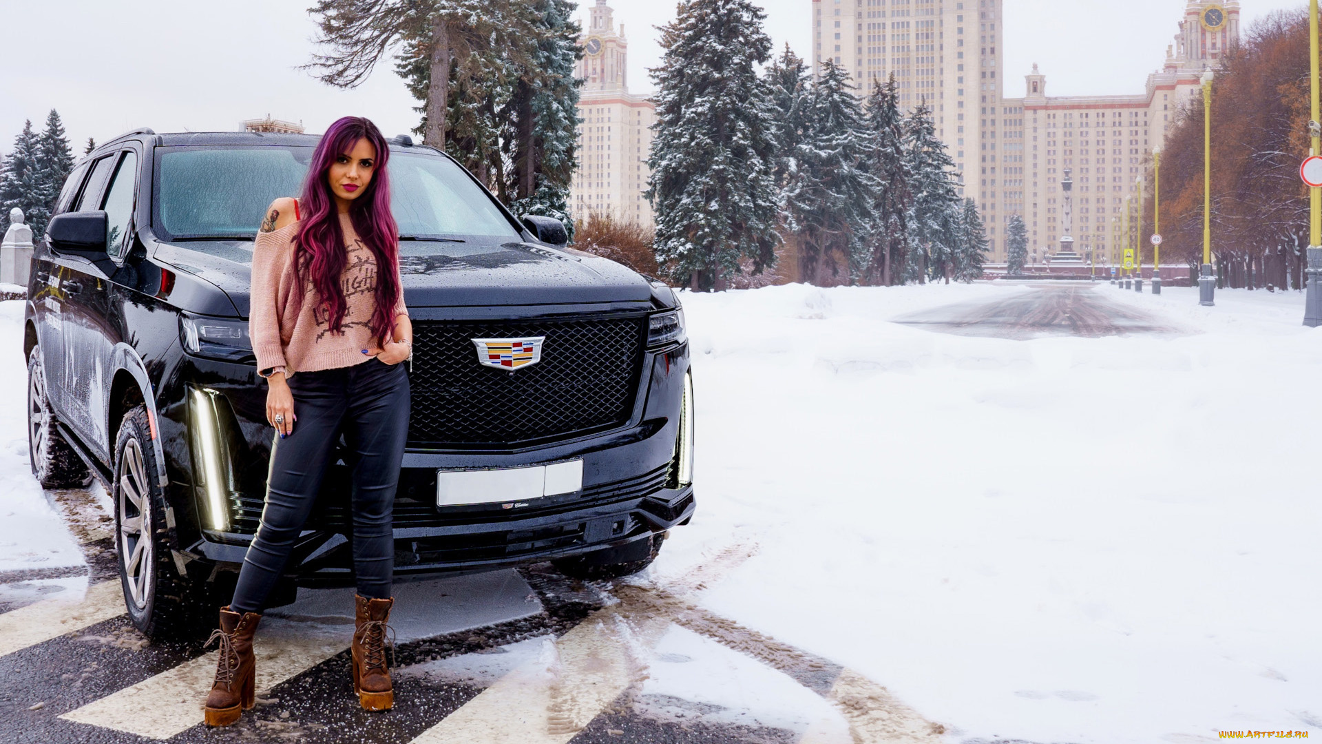 автомобили, -авто, с, девушками, cadillac, escalade