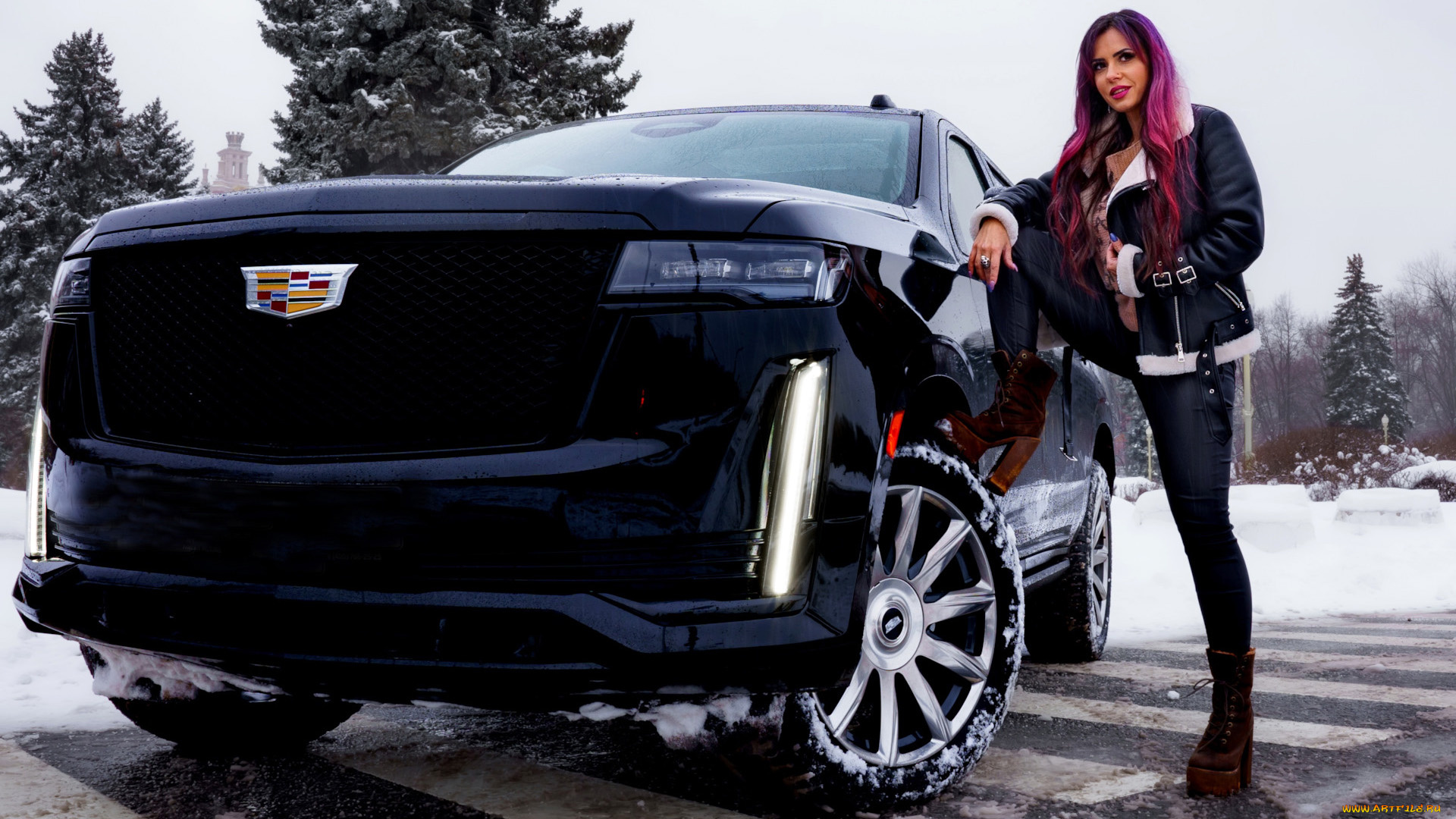 автомобили, -авто, с, девушками, cadillac, escalade