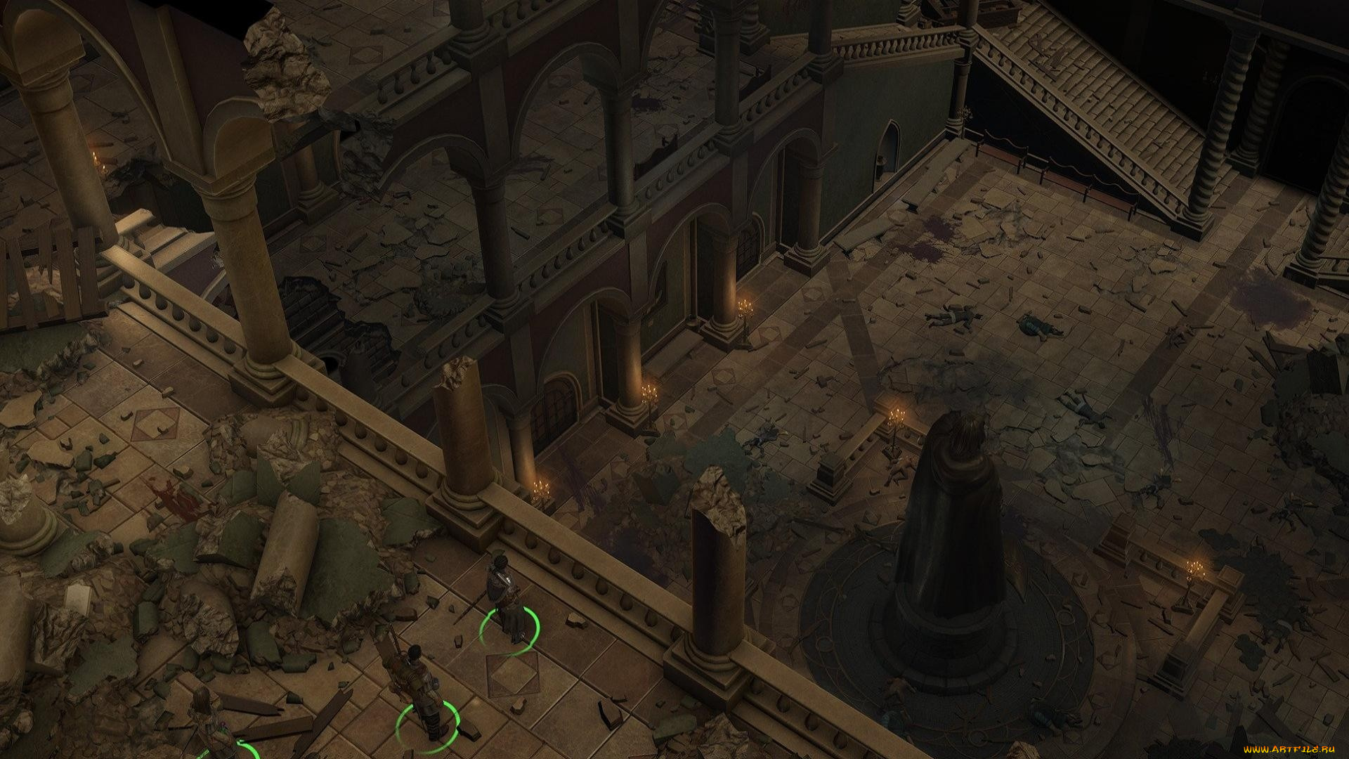 видео, игры, pathfinder, , wrath, of, the, righteous, дворец, развалины, колонны