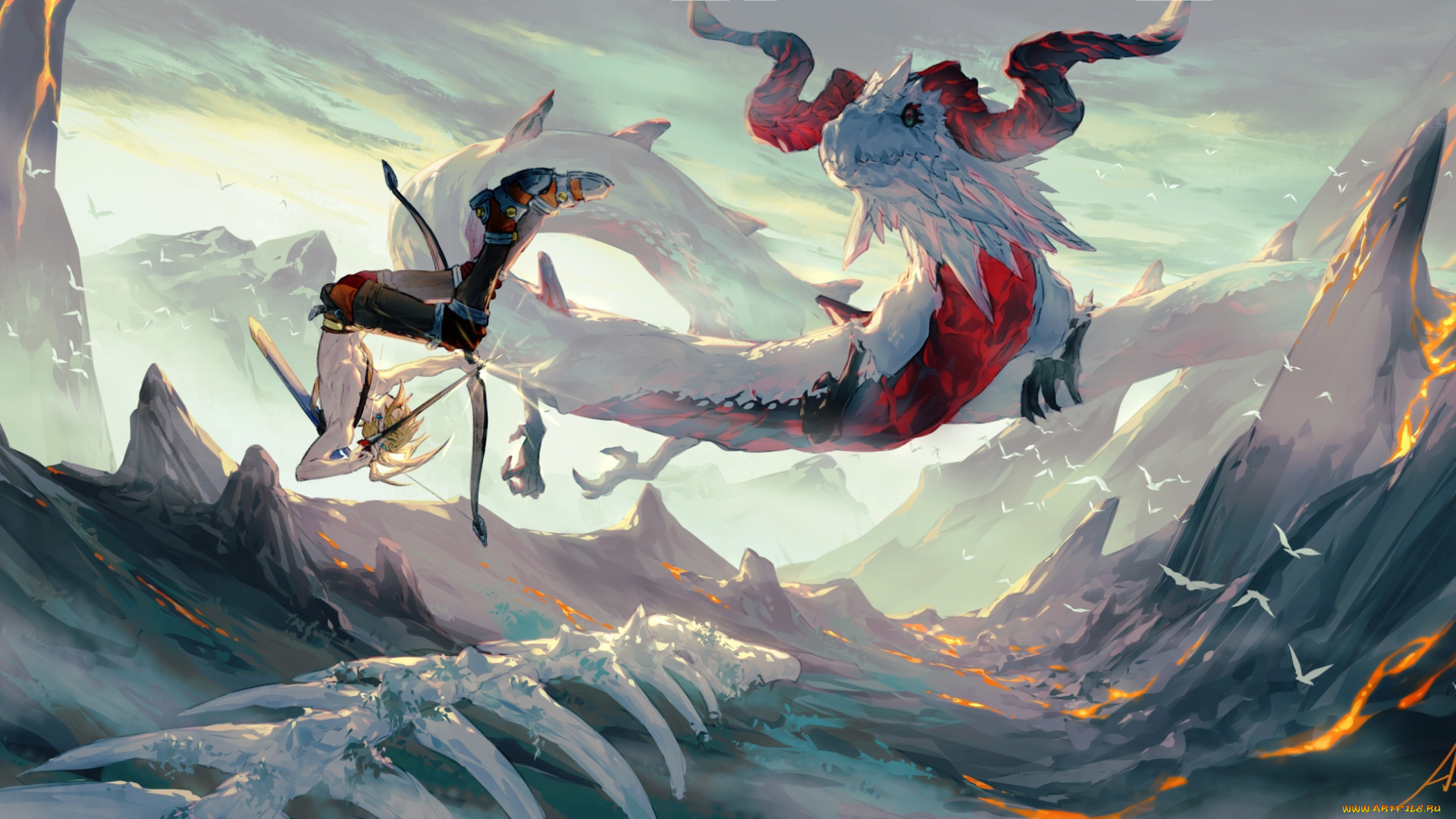 видео, игры, the, legend, of, zelda, линк, дракон, скалы, кости