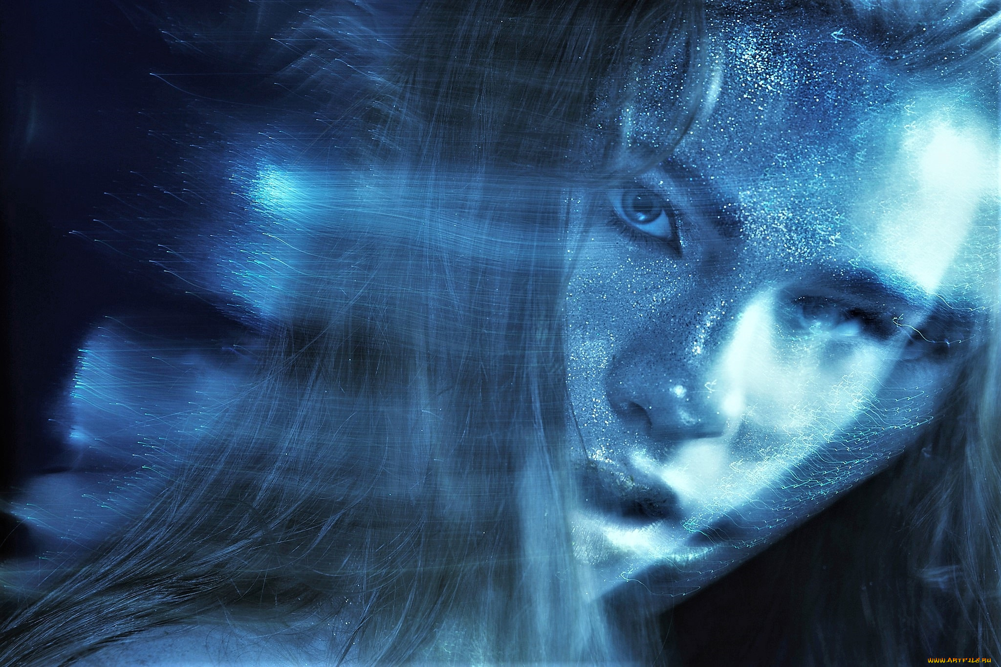 девушки, -, креатив, , косплей, лицо, креатив