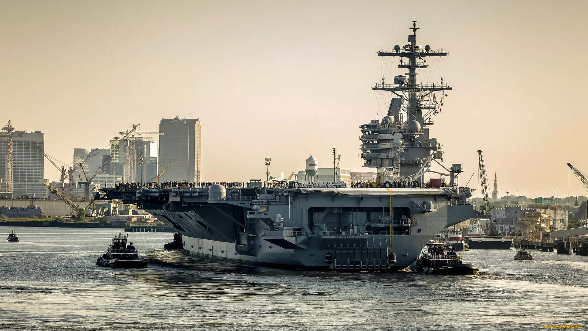 корабли, авианосцы, , вертолётоносцы, авианосец, uss, george, hw, bush, cvn77, бухта