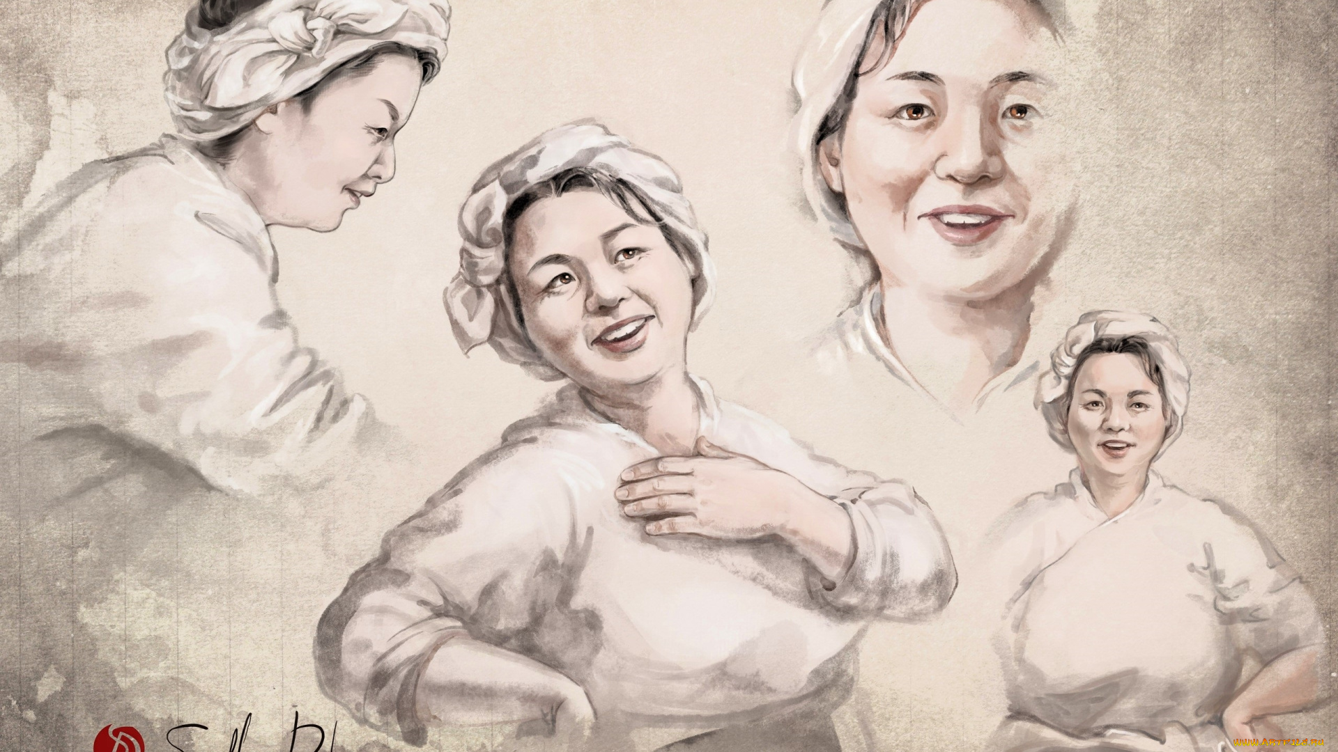 рисованное, люди, женщина, ракурсы