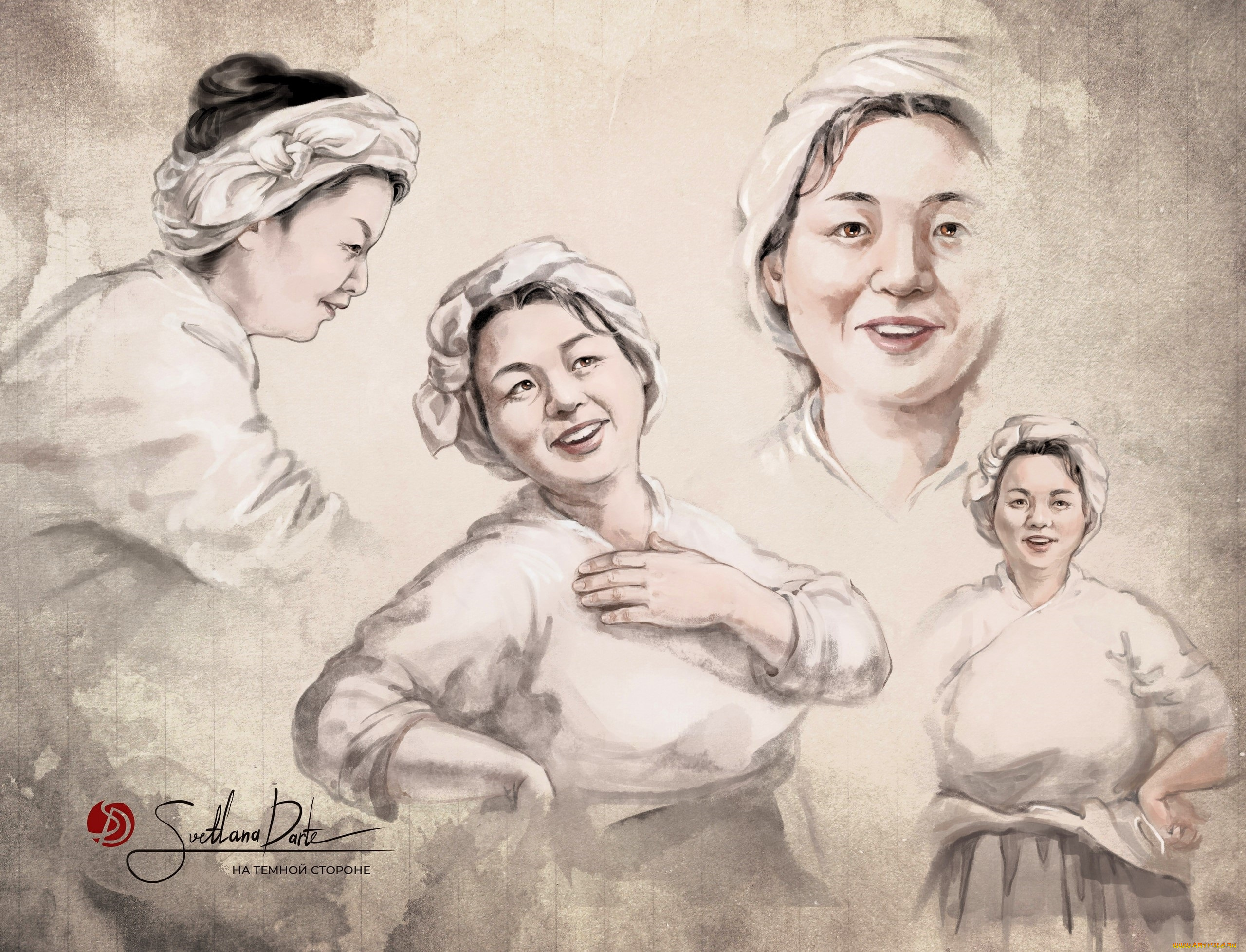 рисованное, люди, женщина, ракурсы