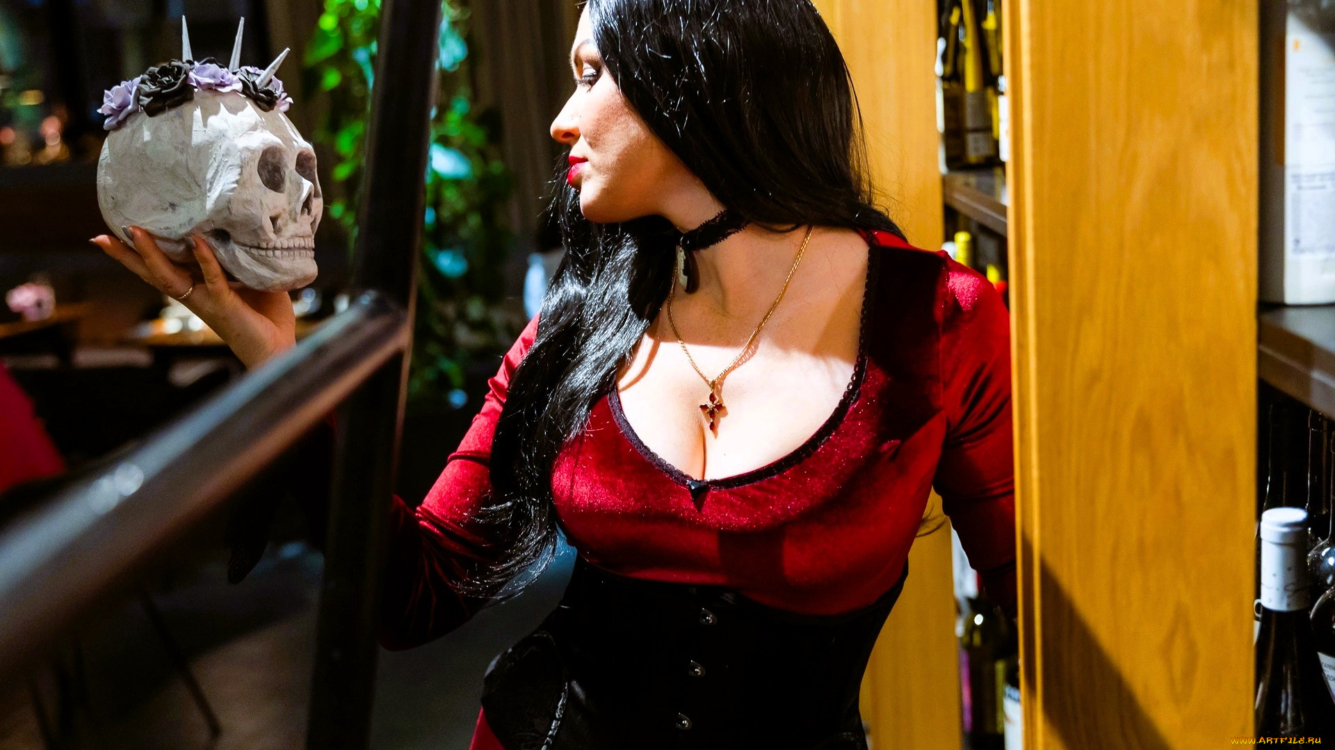 девушки, юлия, огородникова, образ, косплей, наряд, корсет, череп, полки