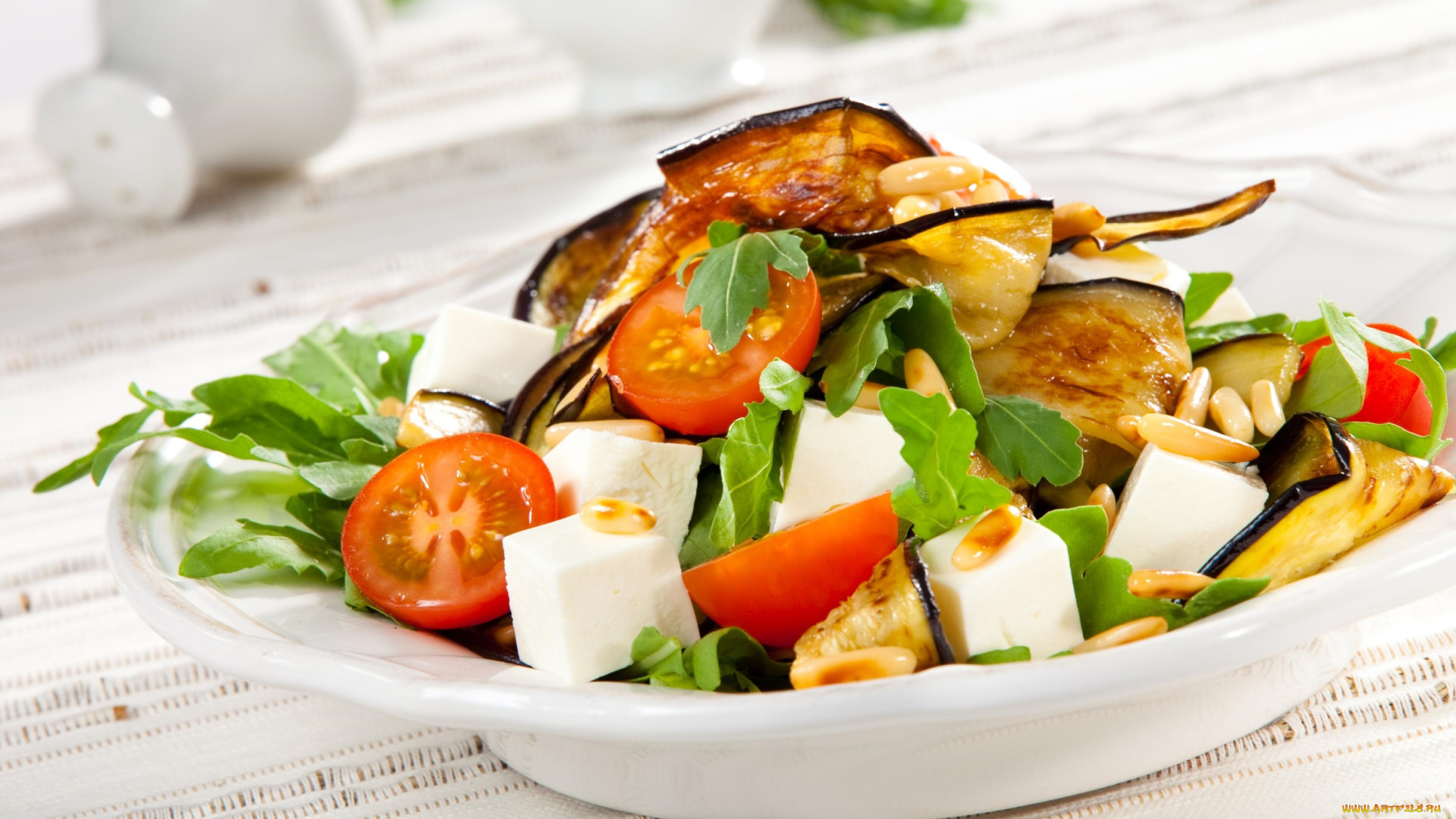 еда, салаты, , закуски, овощной, салат, баклажан, сыр, помидор