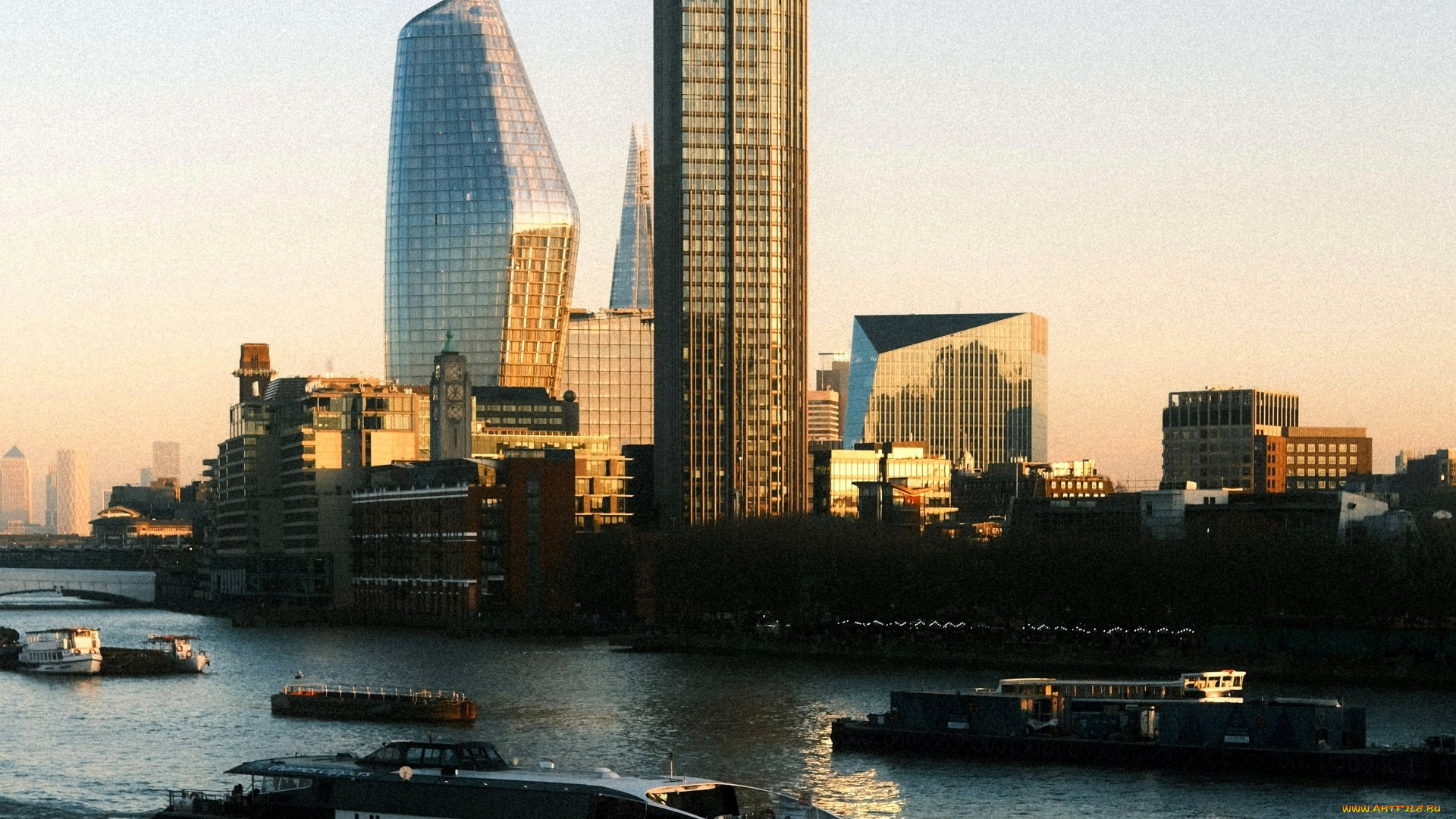 города, лондон, , великобритания, здания, дома, корабли, река