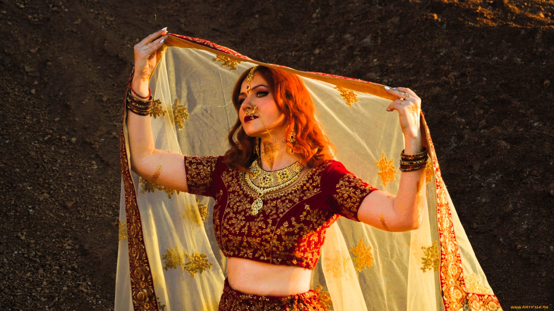 юлия, огородникова, девушки, образ, индианка, сари, насыпь